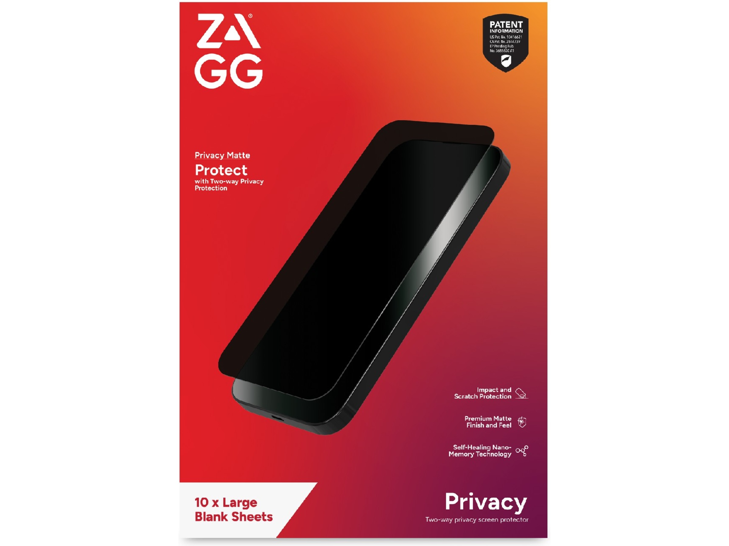 Zagg Privacy Filter Matte Skærmbeskytter - Large Skærmbeskyttelse tablet