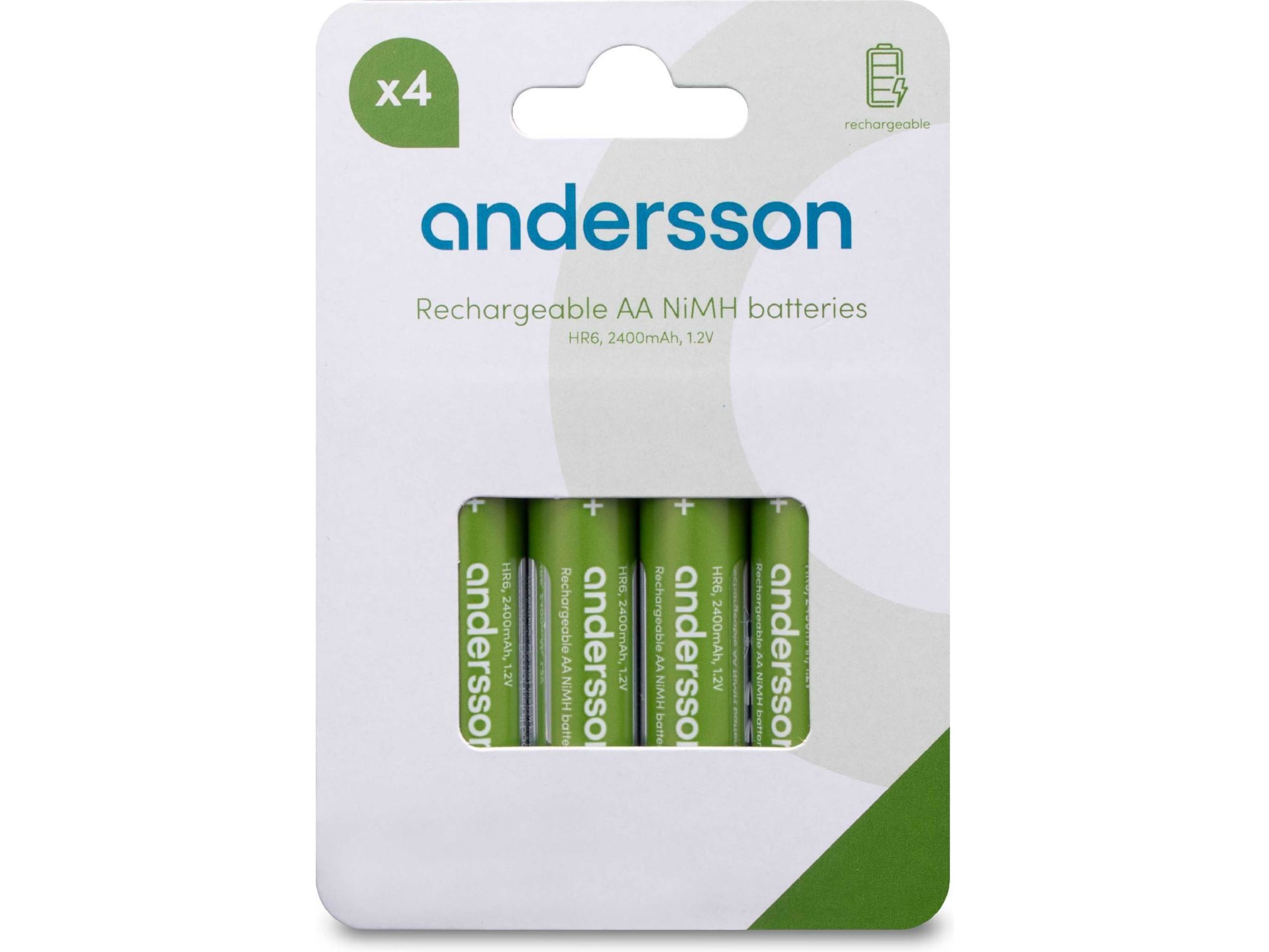 Andersson genopladeligt AA batteri, 4-pk Generelle batterier
