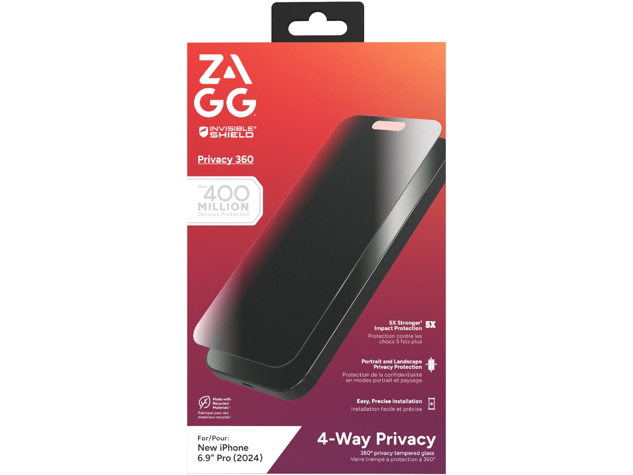 InvisibleShield Glass Elite iPhone 16 Pro Max Privacy 360 Skærmbeskytter Skærmbeskyttelse mobiltelefon