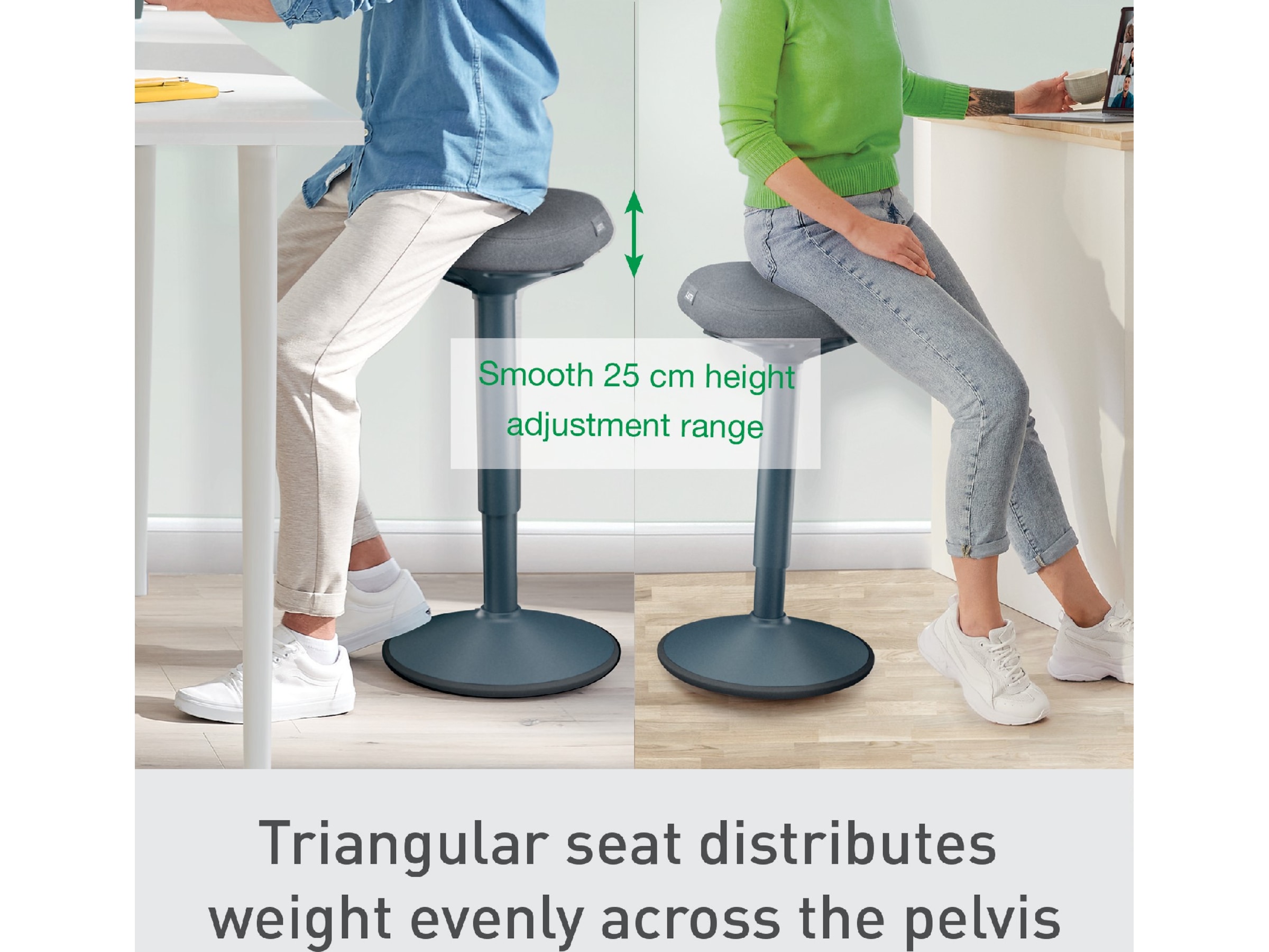 Leitz Ergo Active Balancestol med komfortsæde, justerbar højde 57-82cm Kontorstole