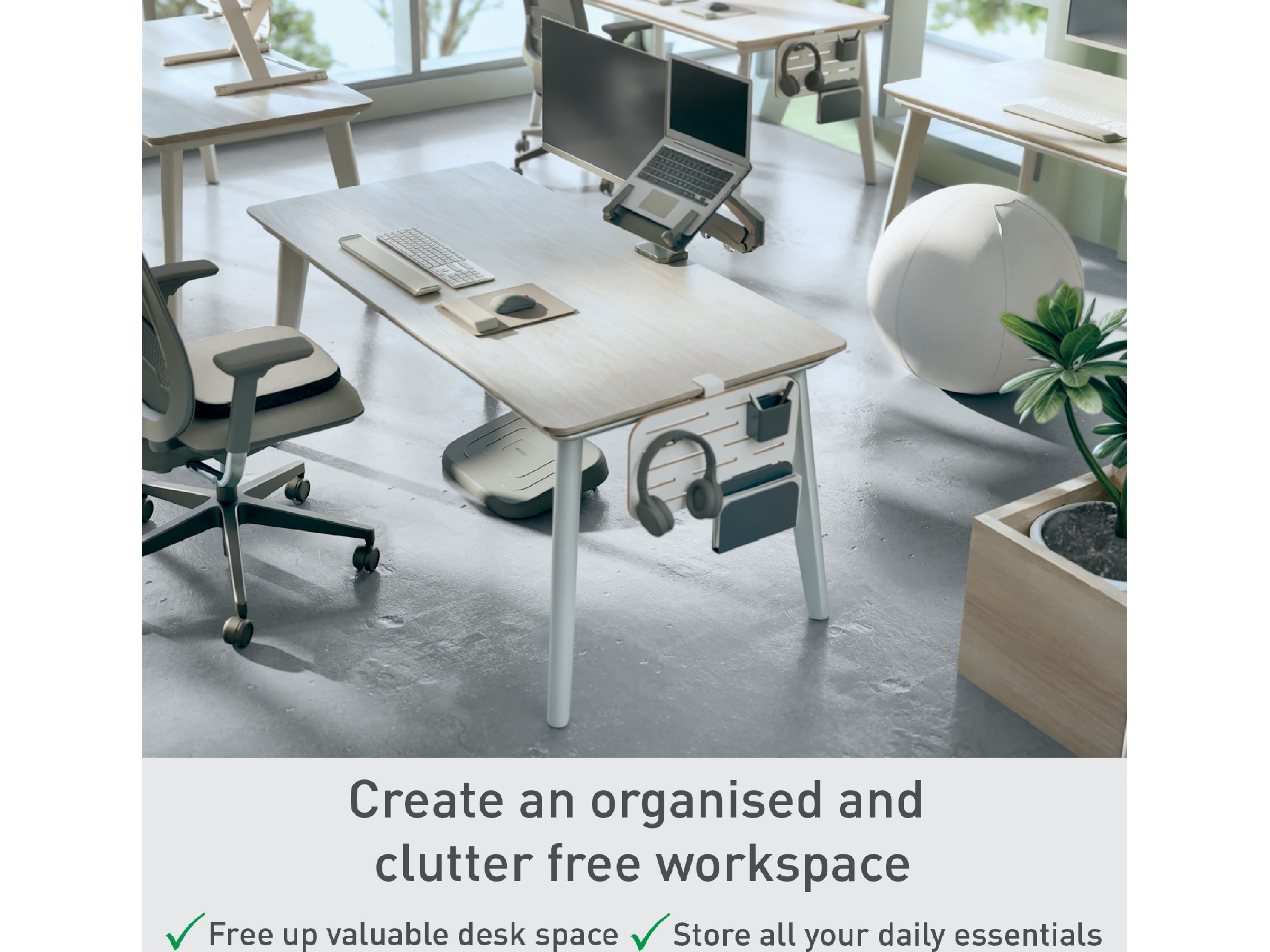 Leitz Ergo Pegboard Organiseringstavle til skrivebord, lille 42x25 cm Opbevaring & organisering