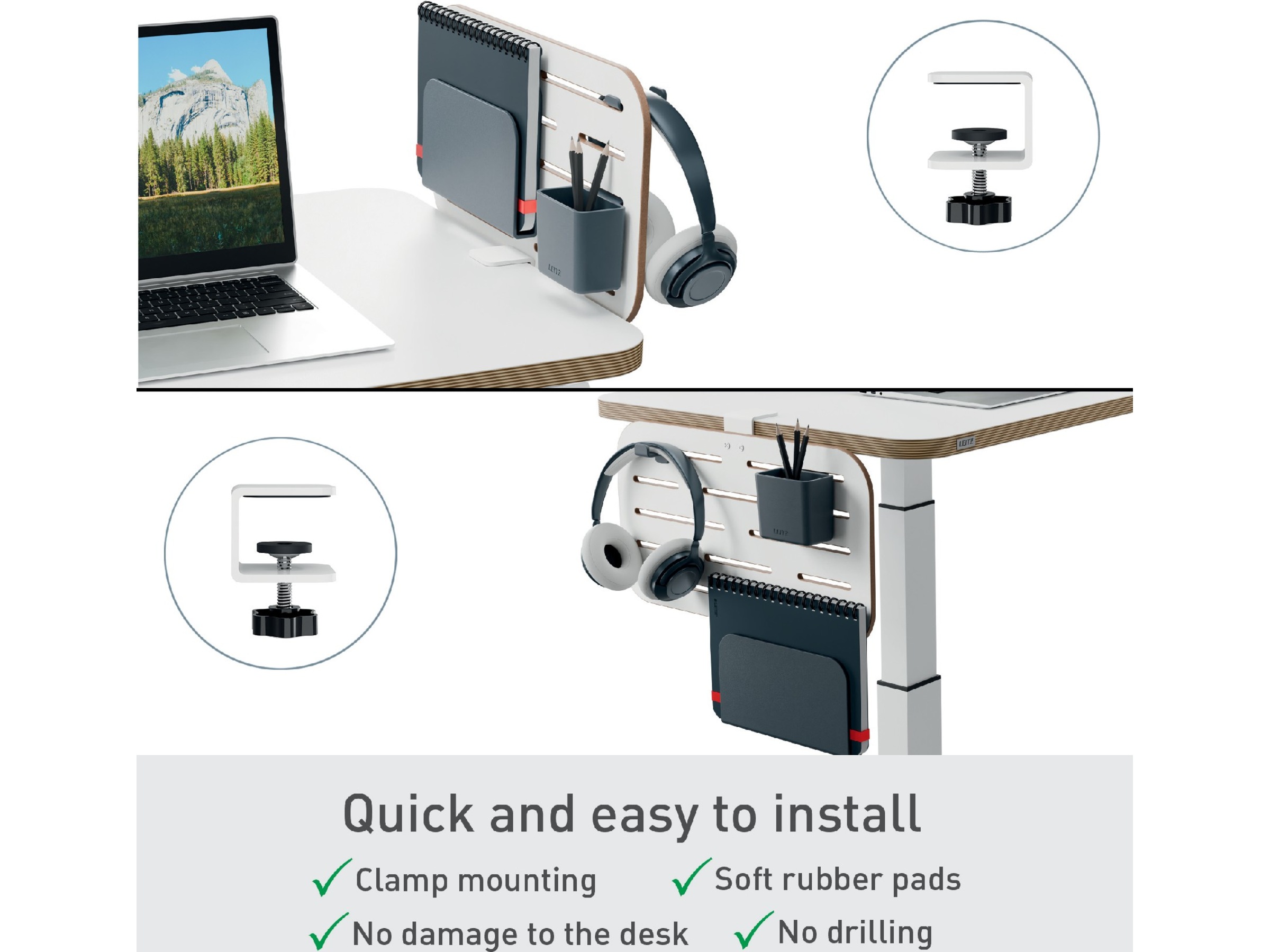 Leitz Ergo Pegboard Organiseringstavle til skrivebord, lille 42x25 cm Opbevaring & organisering