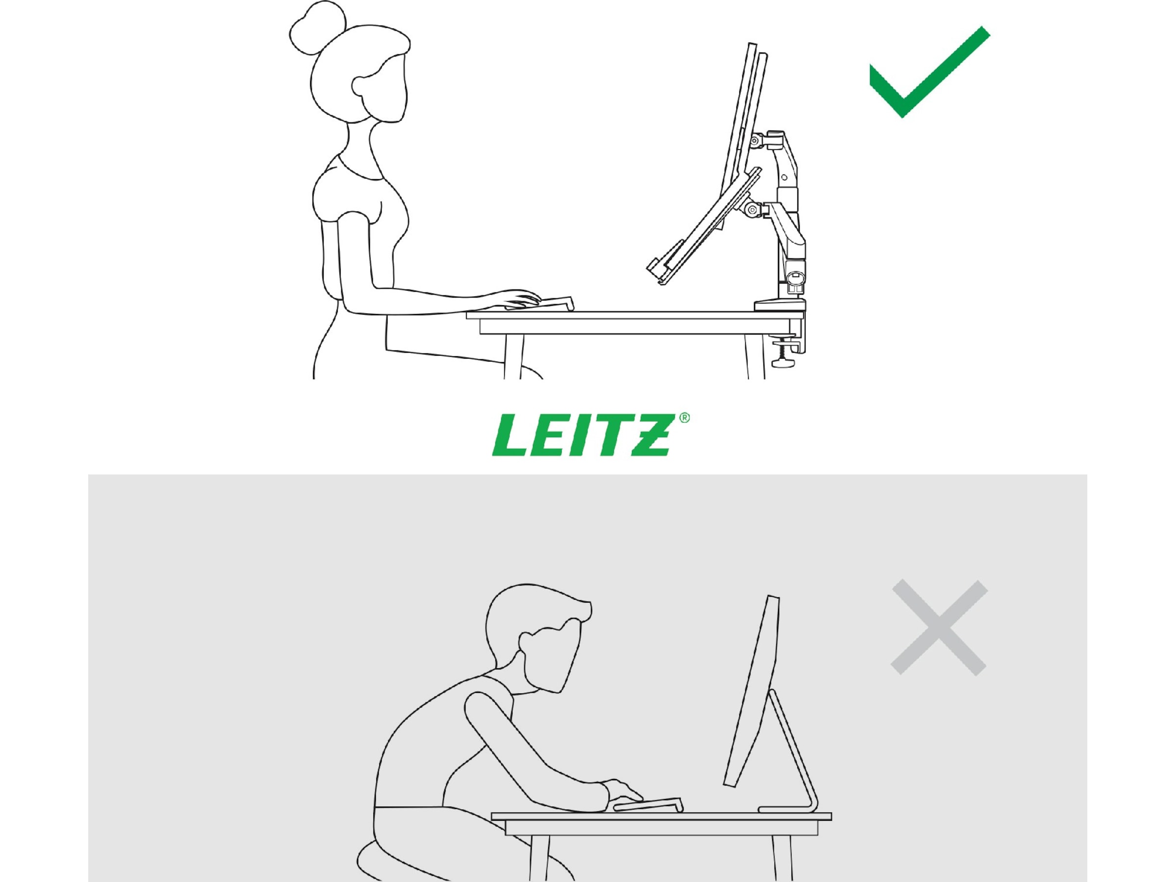Leitz Ergo Monitor Arm & Laptop Arm, pladsbesparende Væg ophæng