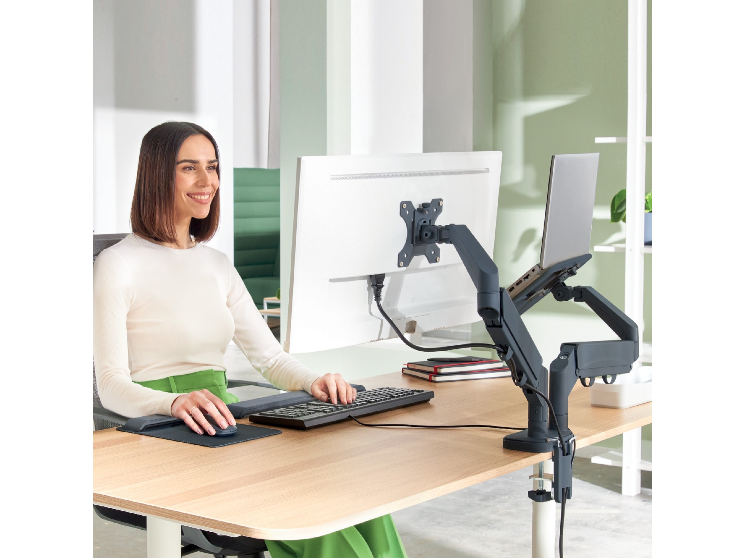 Leitz Ergo Monitor Arm & Laptop Arm, pladsbesparende Væg ophæng