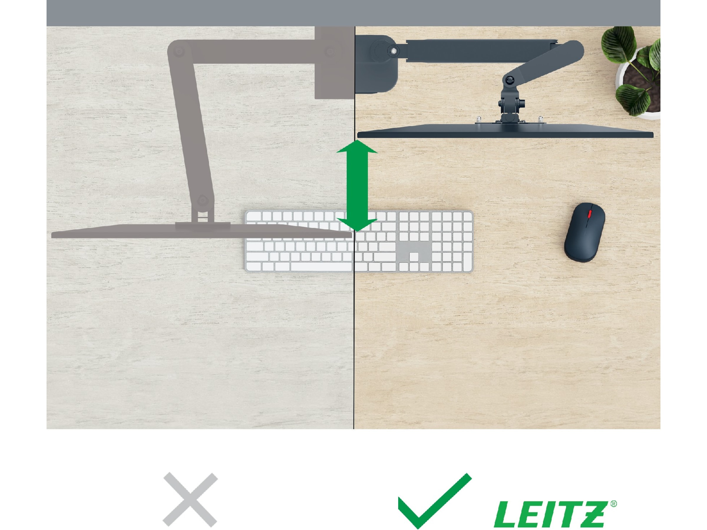 Leitz Ergo Monitor Arm Single, pladsbesparende, 17-32" flad/buet skærm Væg ophæng