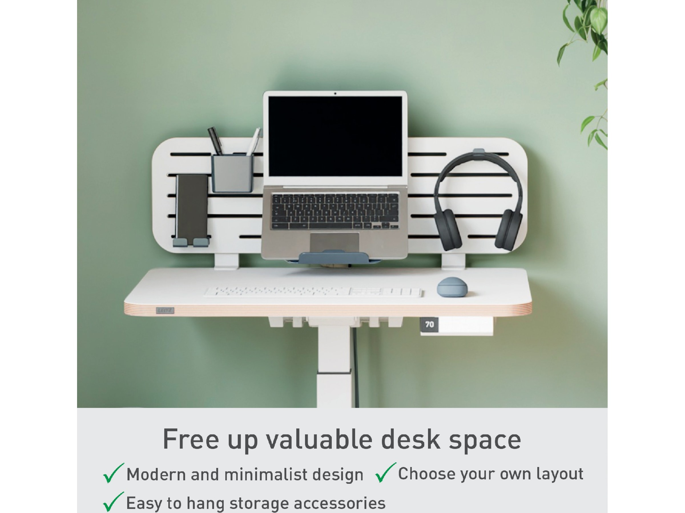 Leitz Ergo Pegboard Organiseringstavle med laptop holder, 80x25 cm Opbevaring & organisering