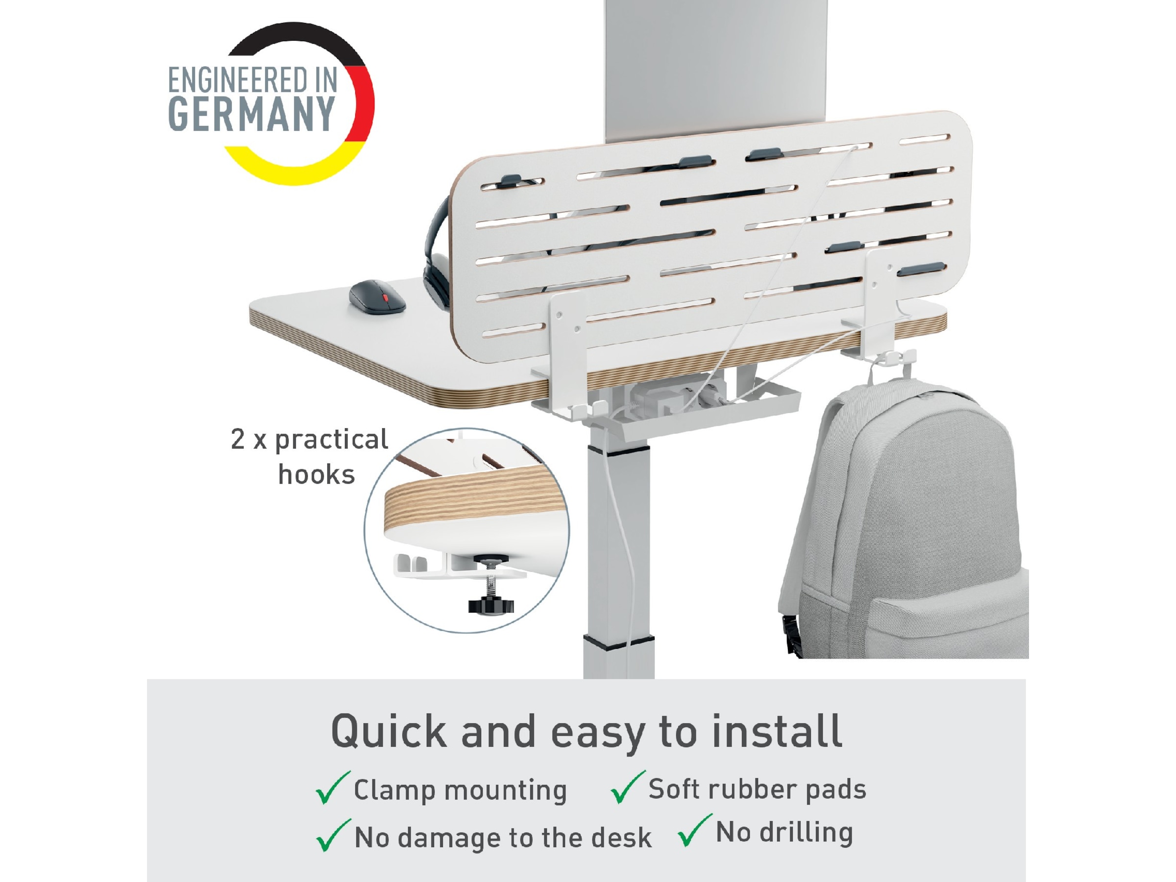 Leitz Ergo Pegboard Organiseringstavle med laptop holder, 80x25 cm Opbevaring & organisering