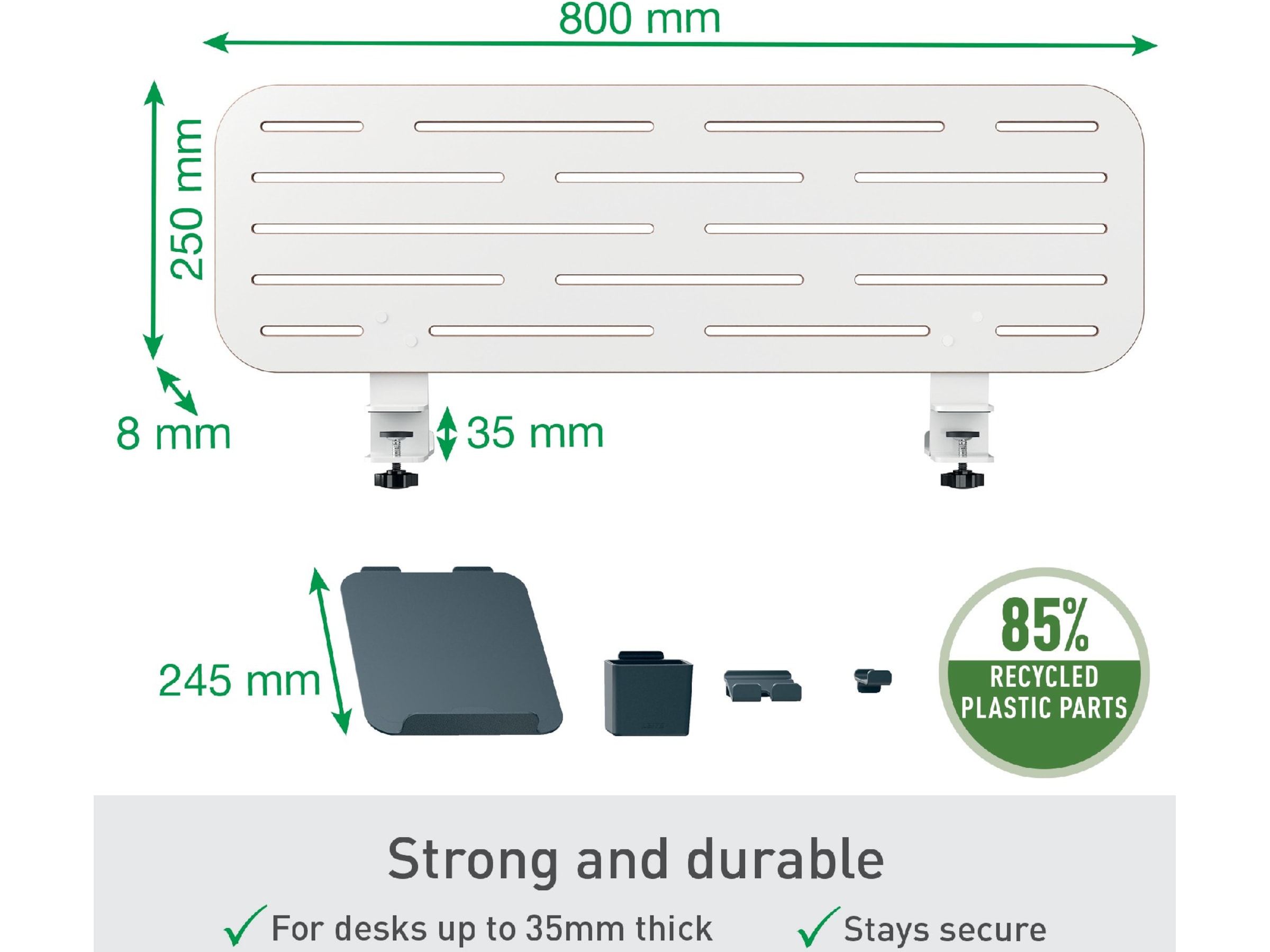 Leitz Ergo Pegboard Organiseringstavle med laptop holder, 80x25 cm Opbevaring & organisering