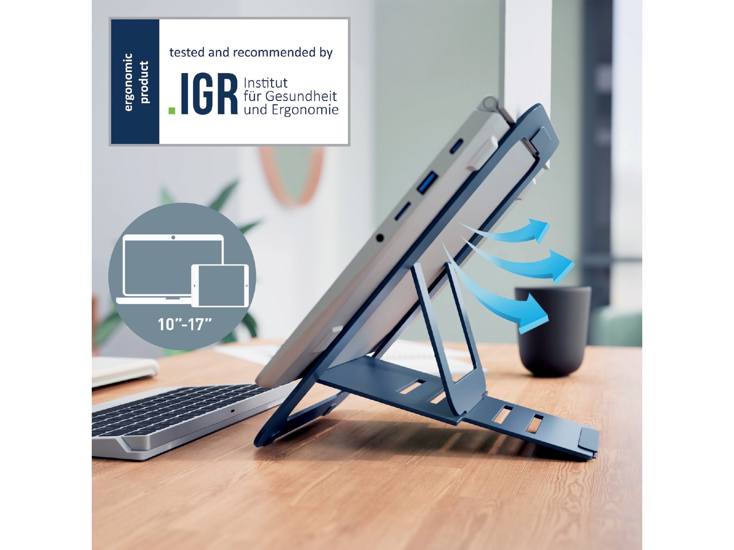 Leitz Ergo Laptop Stand, aluminium ultraflad justerbar Bærbar stativ