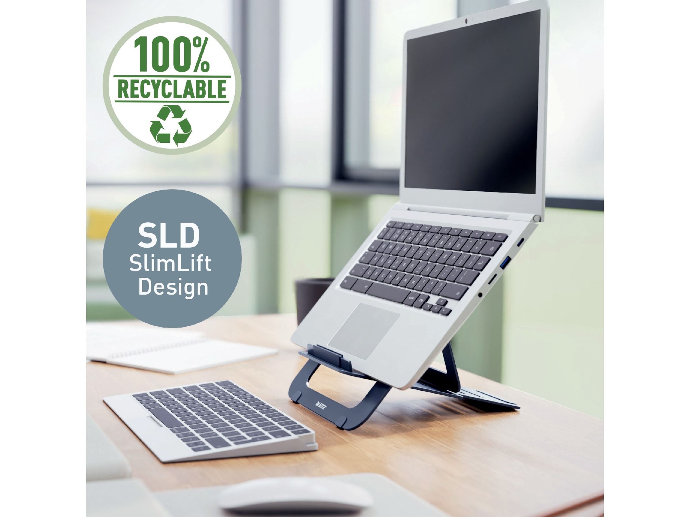 Leitz Ergo Laptop Stand, aluminium ultraflad justerbar Bærbar stativ