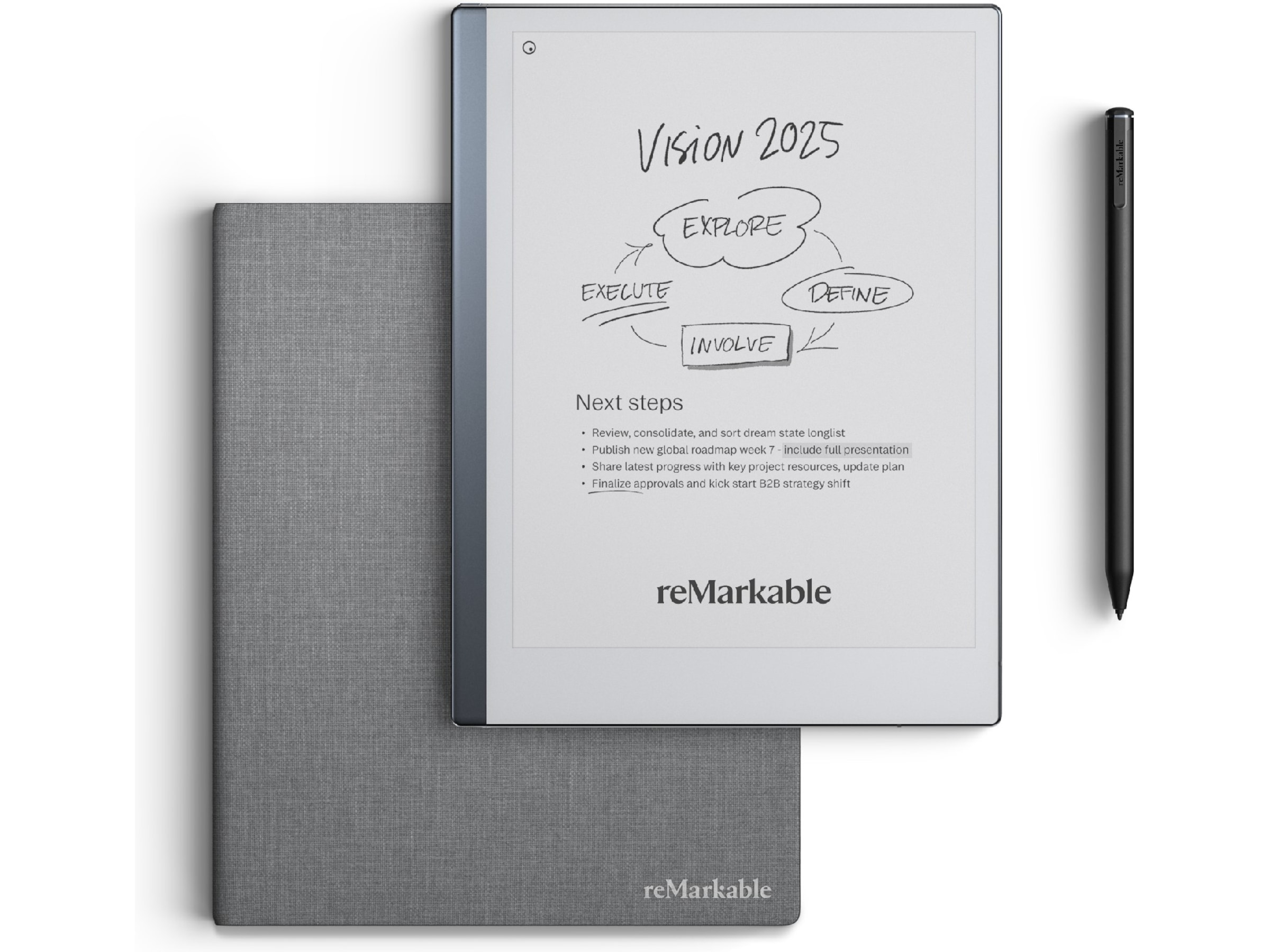 reMarkable 2 10,3" 8GB inkl. Marker Plus og Book Folio (grå polymervæv) Digitale paper & tilbehør