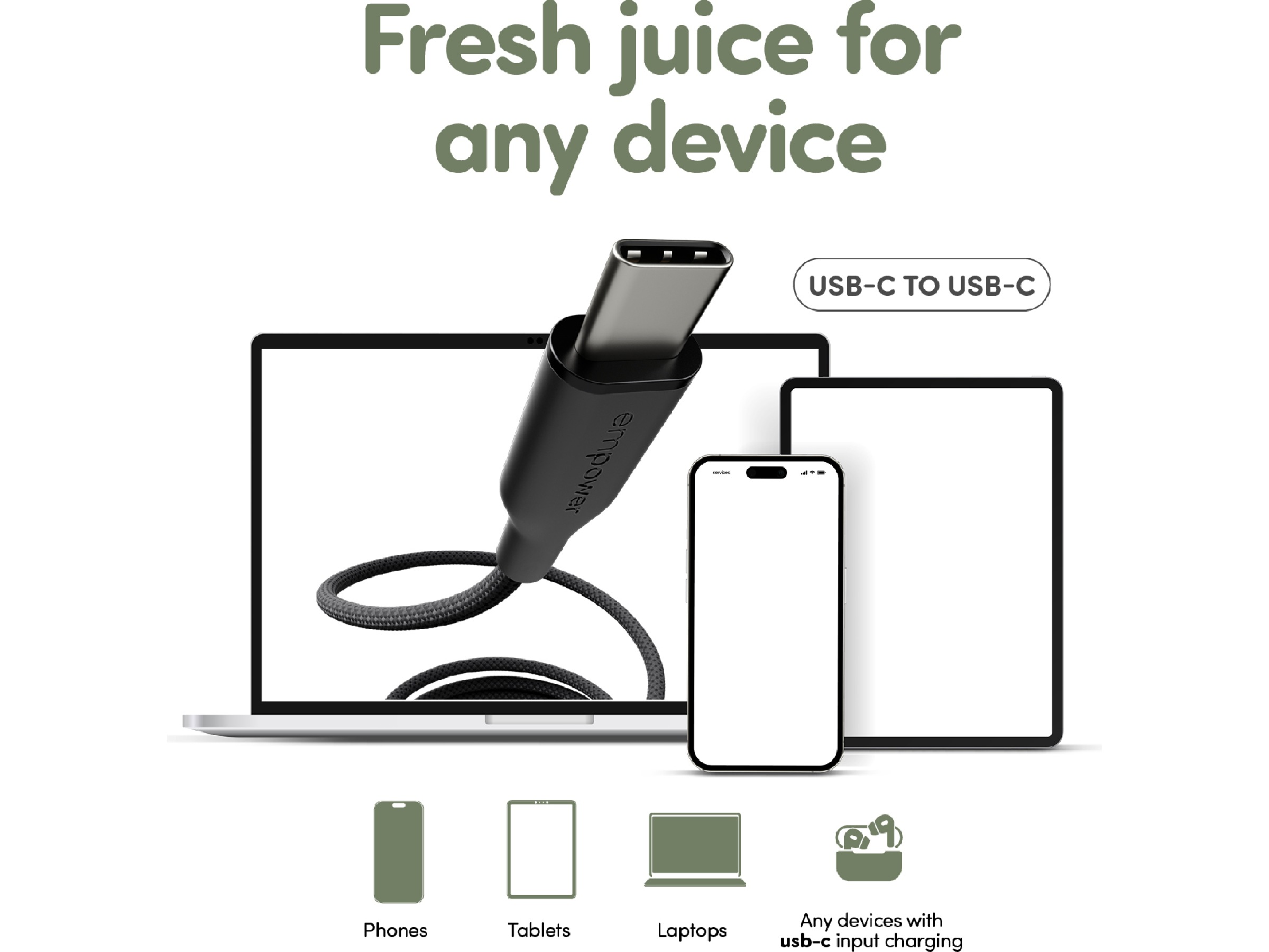 PanzerGlass Racing 60W USB-C kabel, 1,2m (sort) USB-kabler