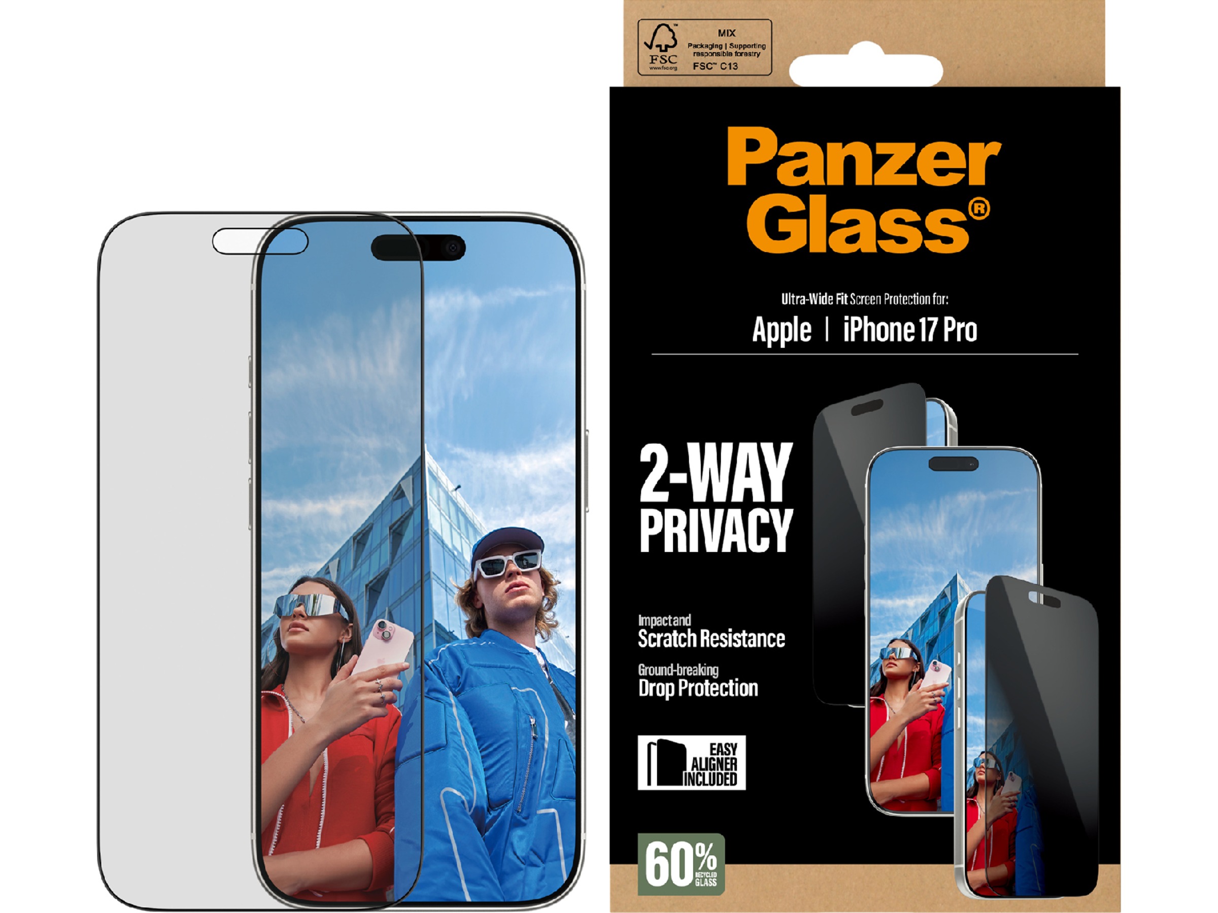 PanzerGlass iPhone 17 Pro 2-way Privacy Skærmbeskytter Skærmbeskyttelse mobiltelefon