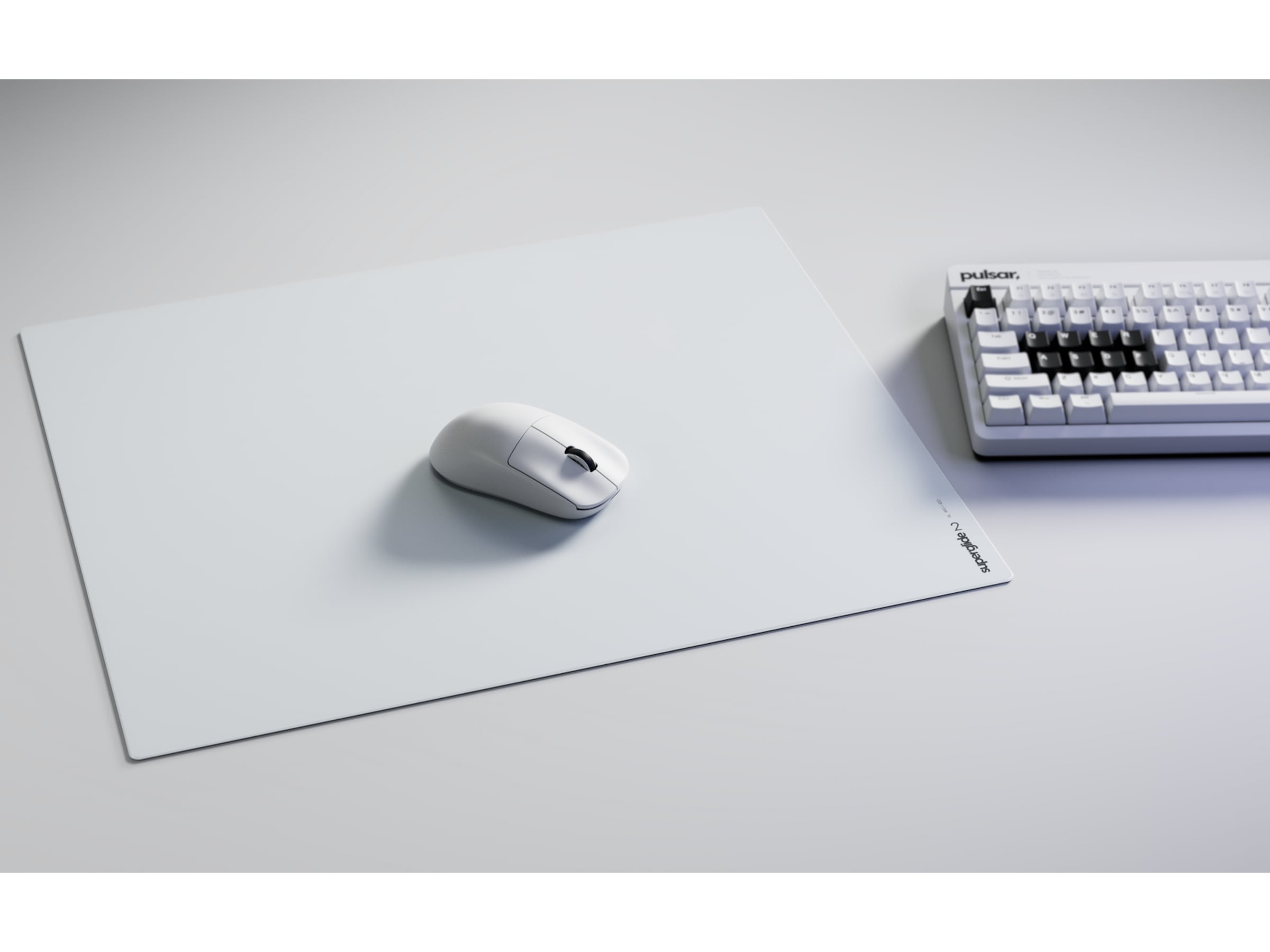 Pulsar Superglide Glass Musemåtte XL (hvidt) Gamingmusemåtte