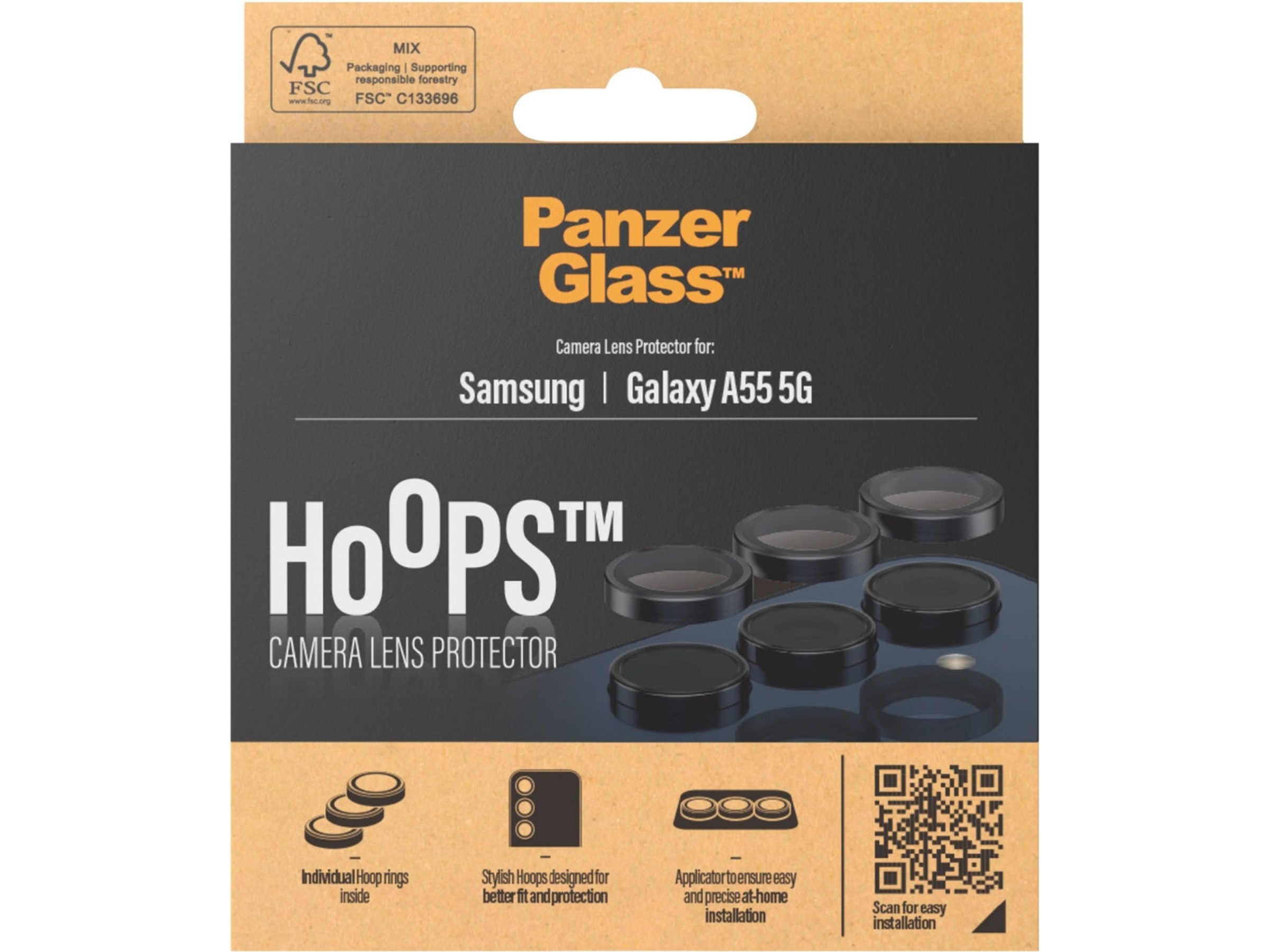 PanzerGlass Galaxy A55 5G Hoops Linsebeskytter (sort) Skærmbeskyttelse mobiltelefon