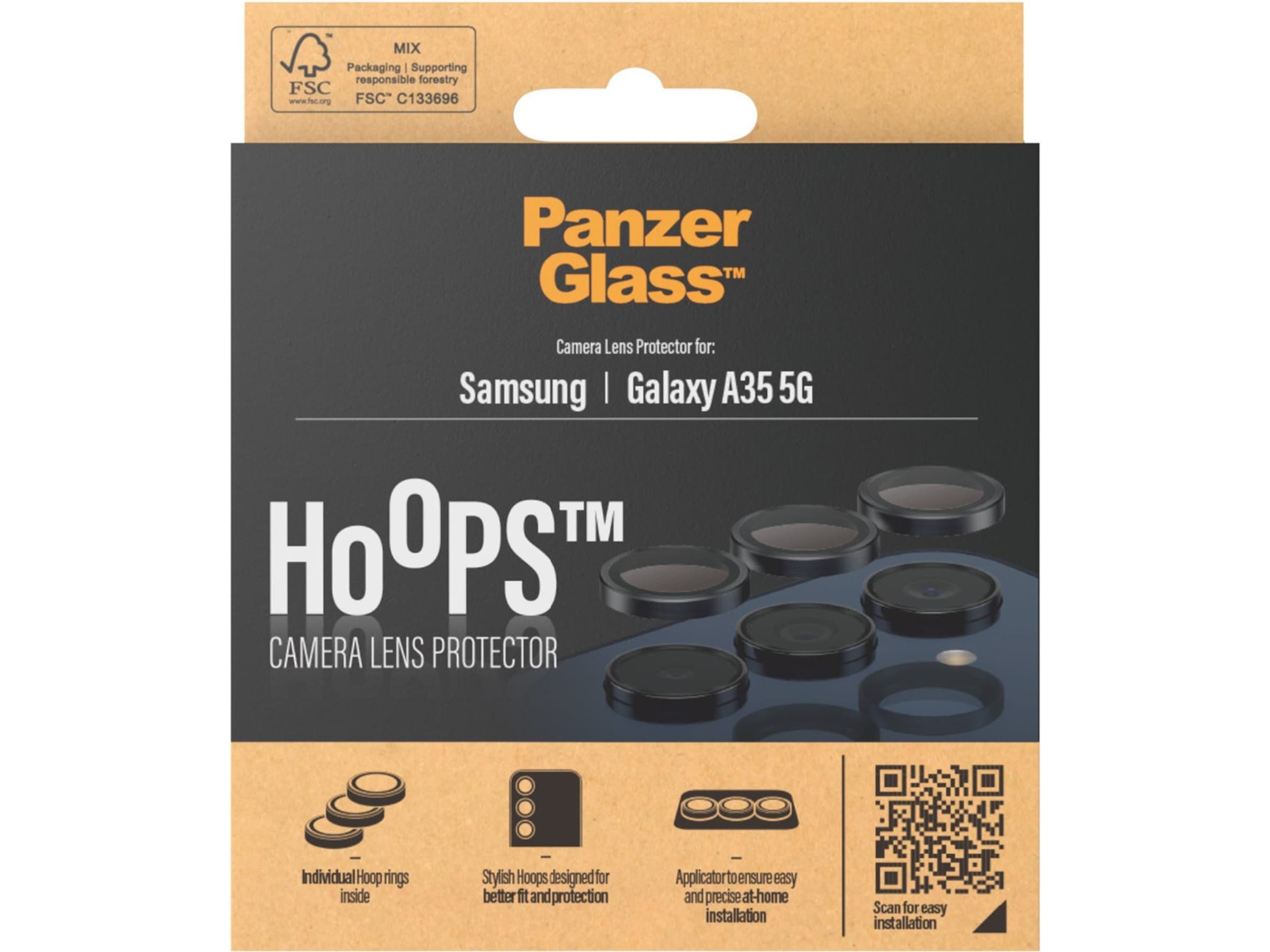 PanzerGlass Galaxy A34 Hoops Linsebeskytter (sort) Skærmbeskyttelse mobiltelefon