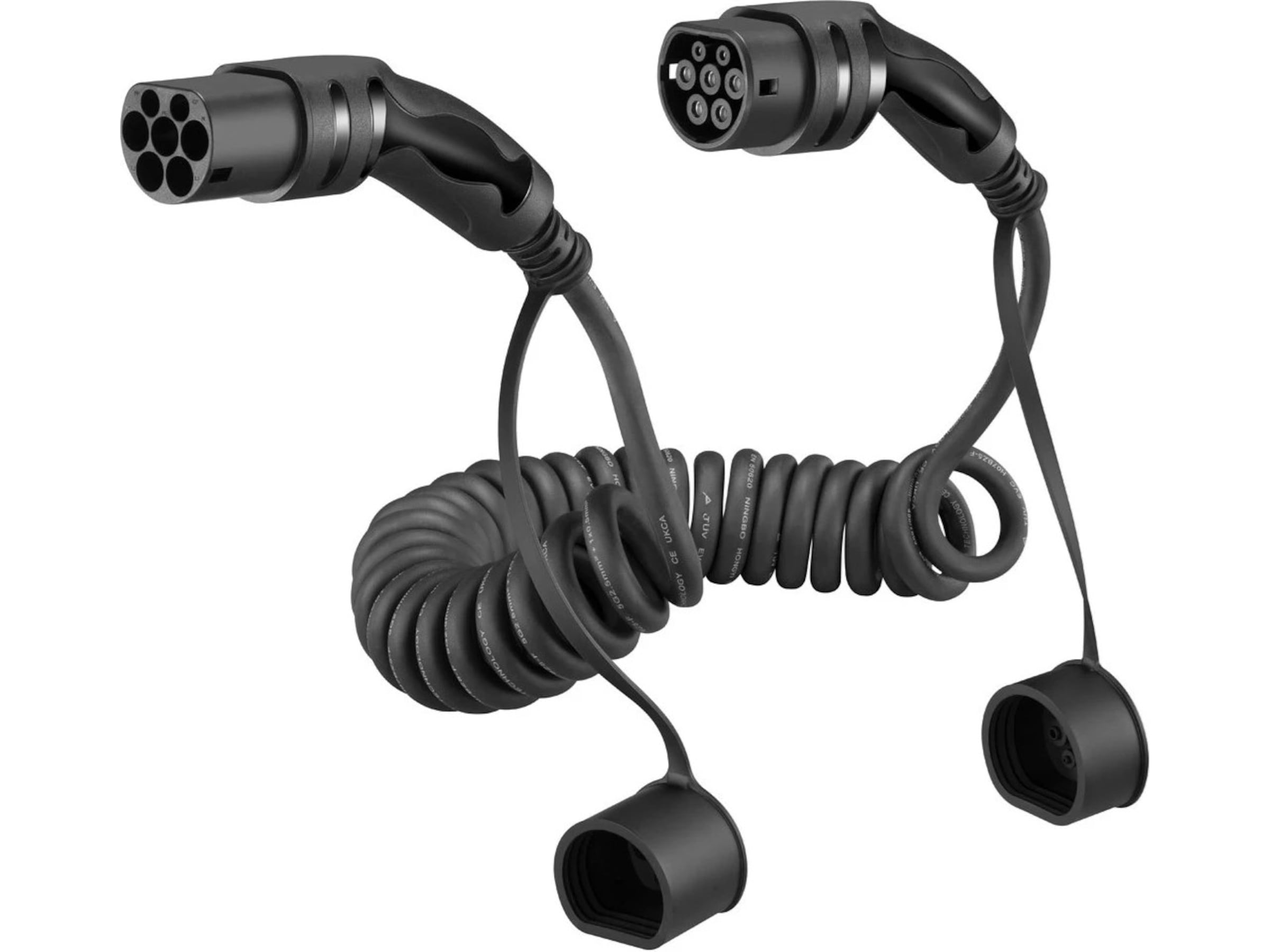 EV-Charge 2500 ladekabel spiral 11 kW 7 m Elektriske bil opladerkabler