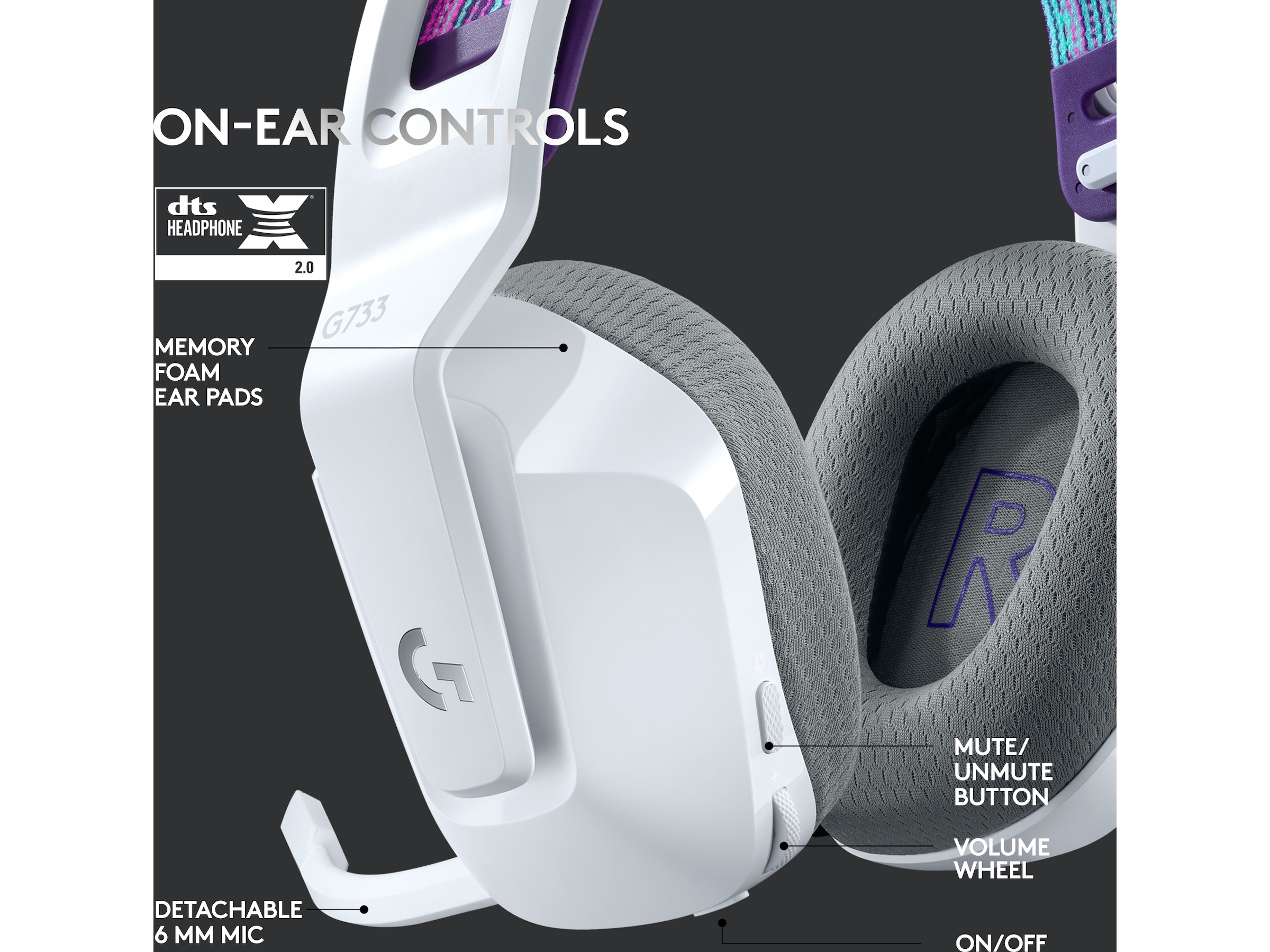 Logitech G733 LIGHTSPEED Trådløst Gaming Headset (hvid) Gamingheadset