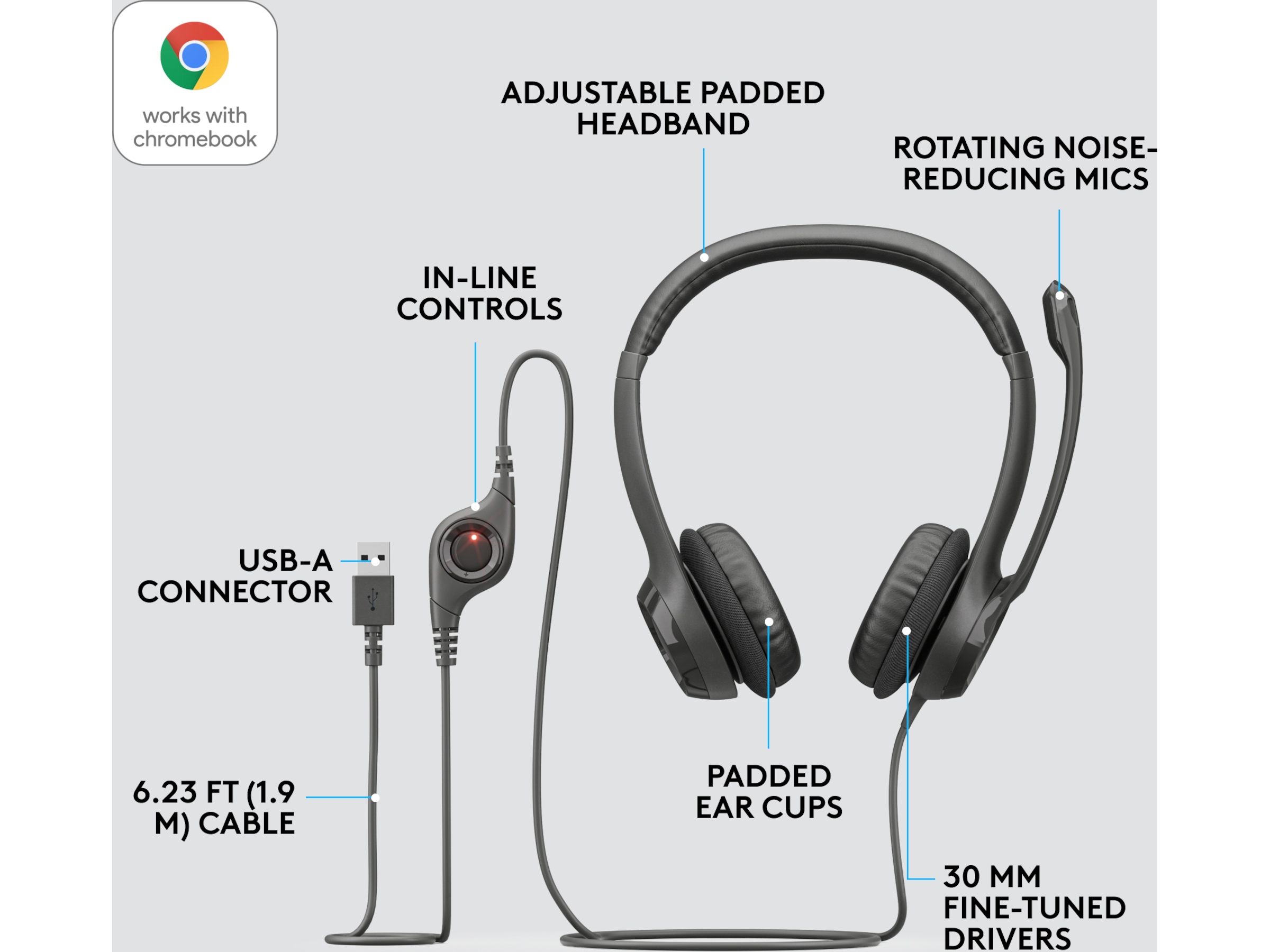 Logitech H390 USB PC Headset (sort) Headset