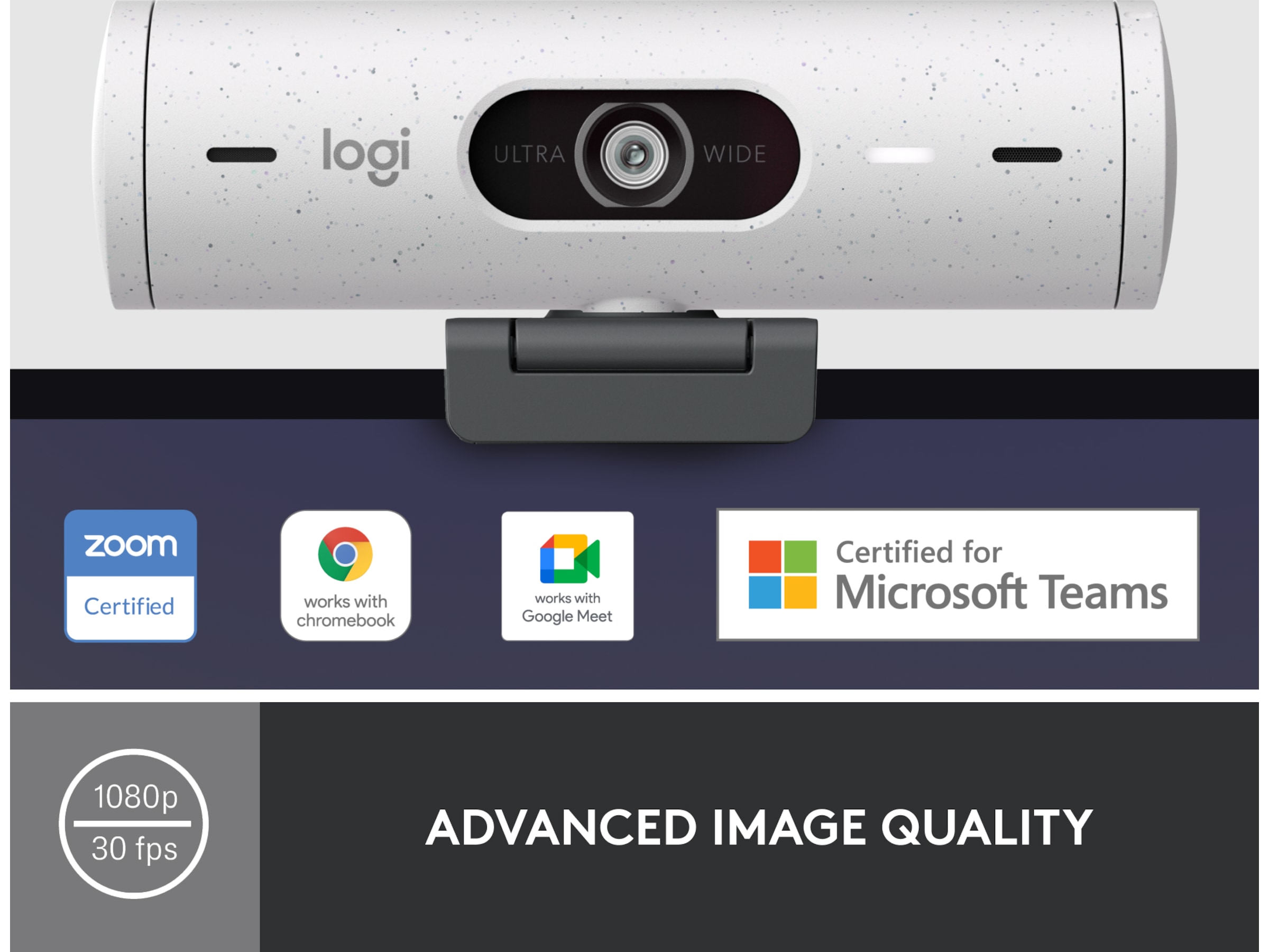 Logitech Brio 500 webcam (off-white) Webkameraer