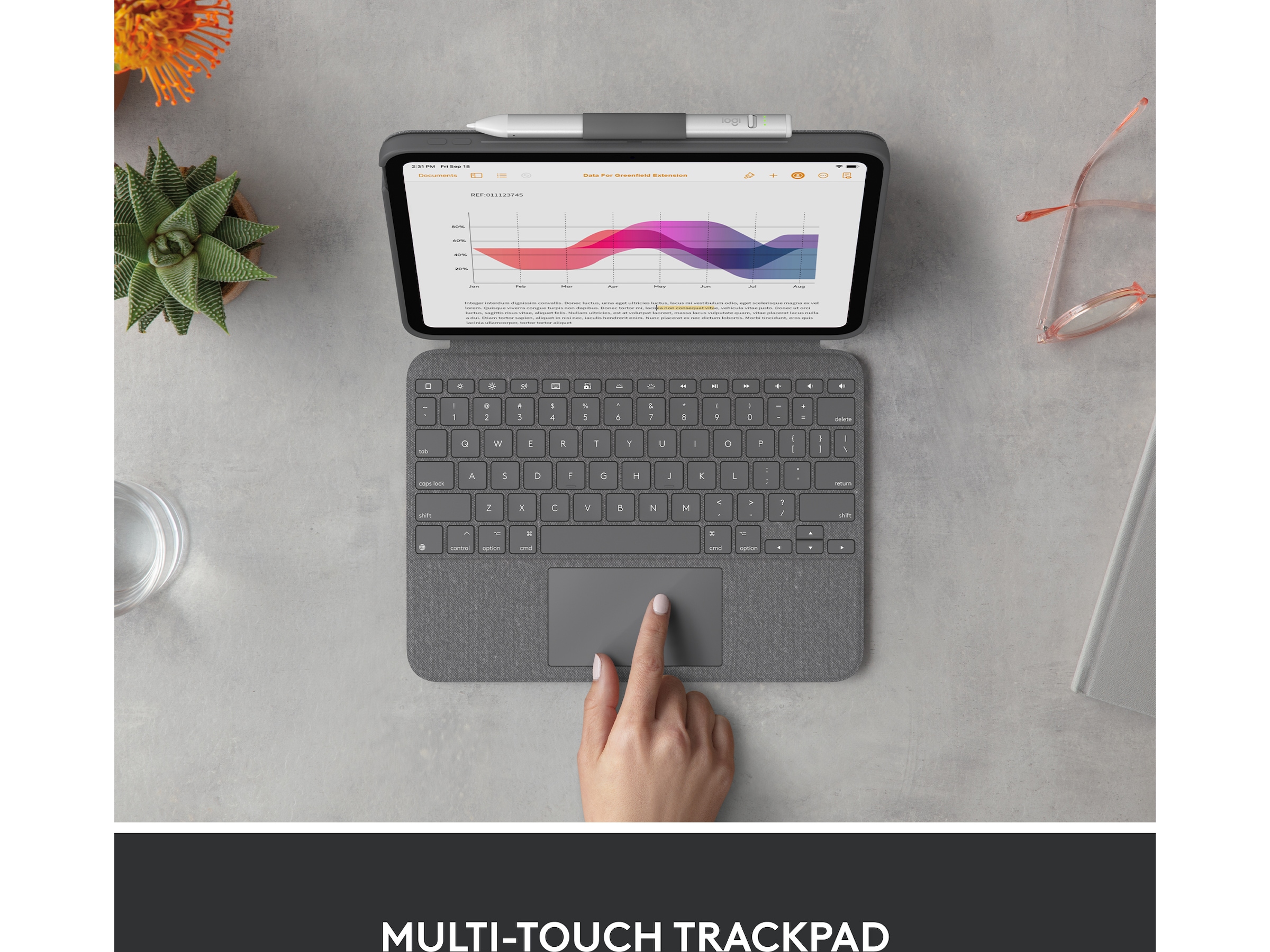 Logitech iPad 10,9" / 11" Combo Touch Tastaturcover (oxford grey) Cover til tablet