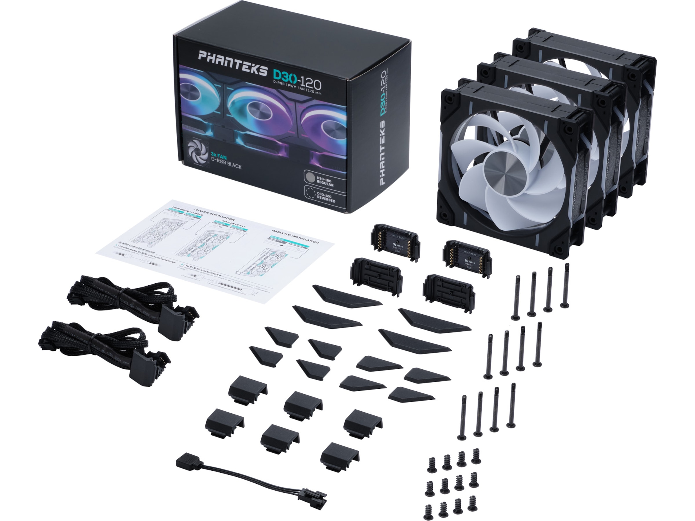 Phanteks D30 120mm Reversed Air 3pack Ventilator (sort) Blæsere