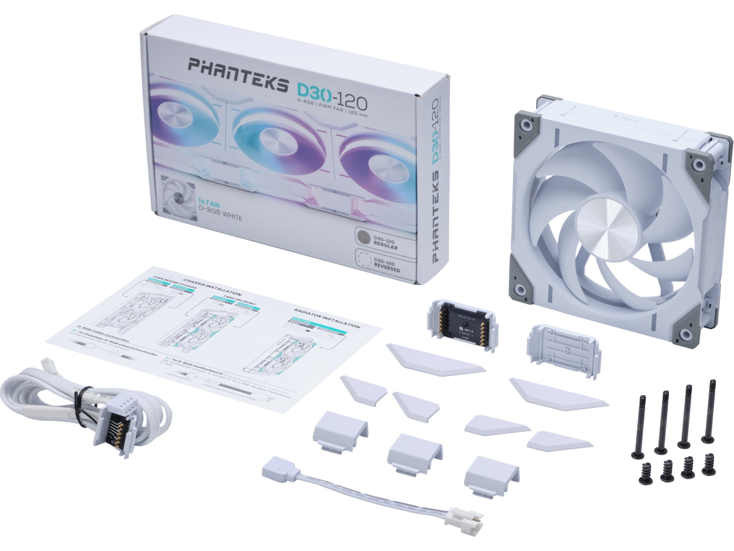 Phanteks D30 120mm PWM DRGB Ventilator (hvidt) Blæsere