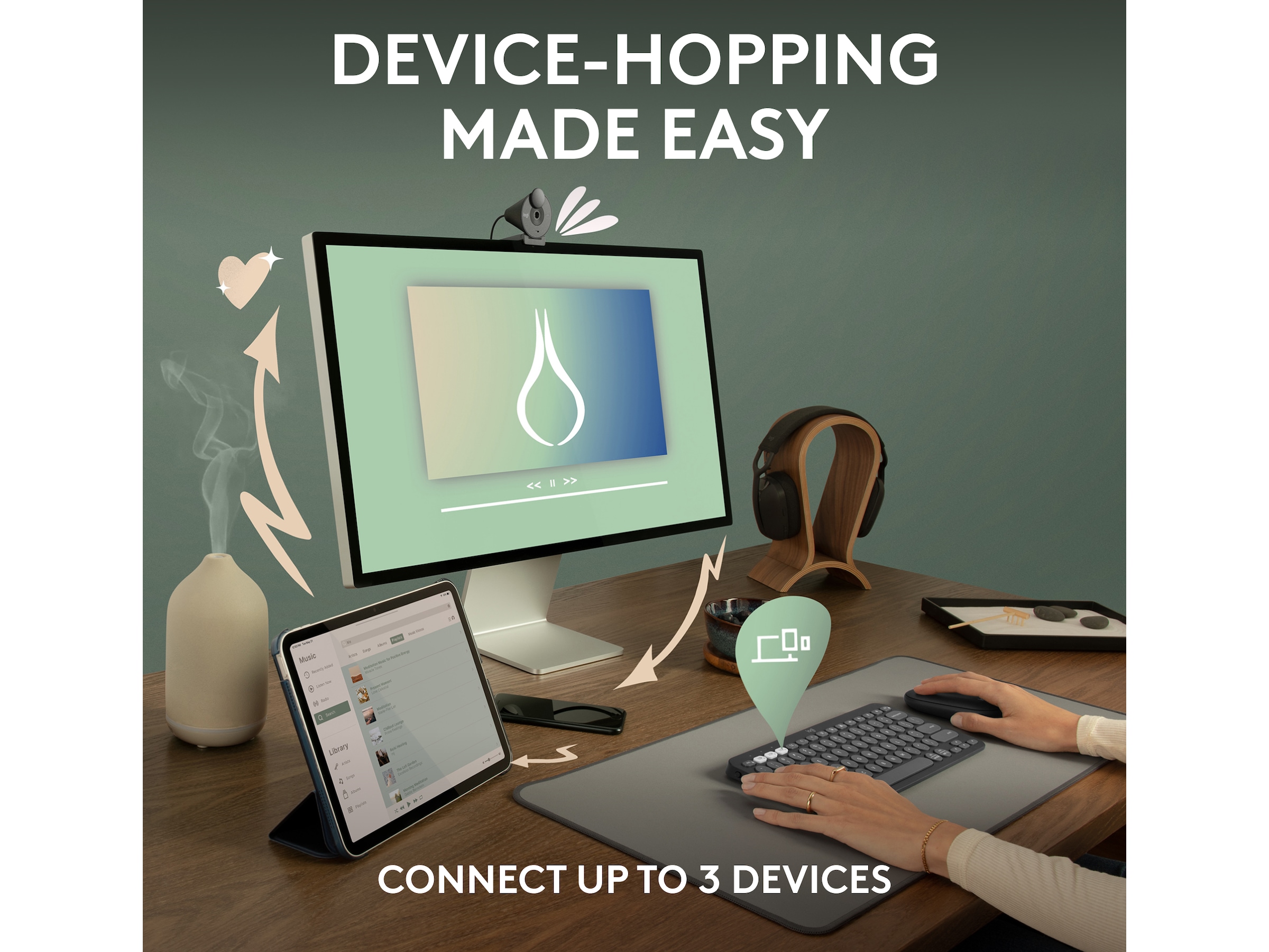 Pebble Keys 2 K380s (hvidt) Keyboards