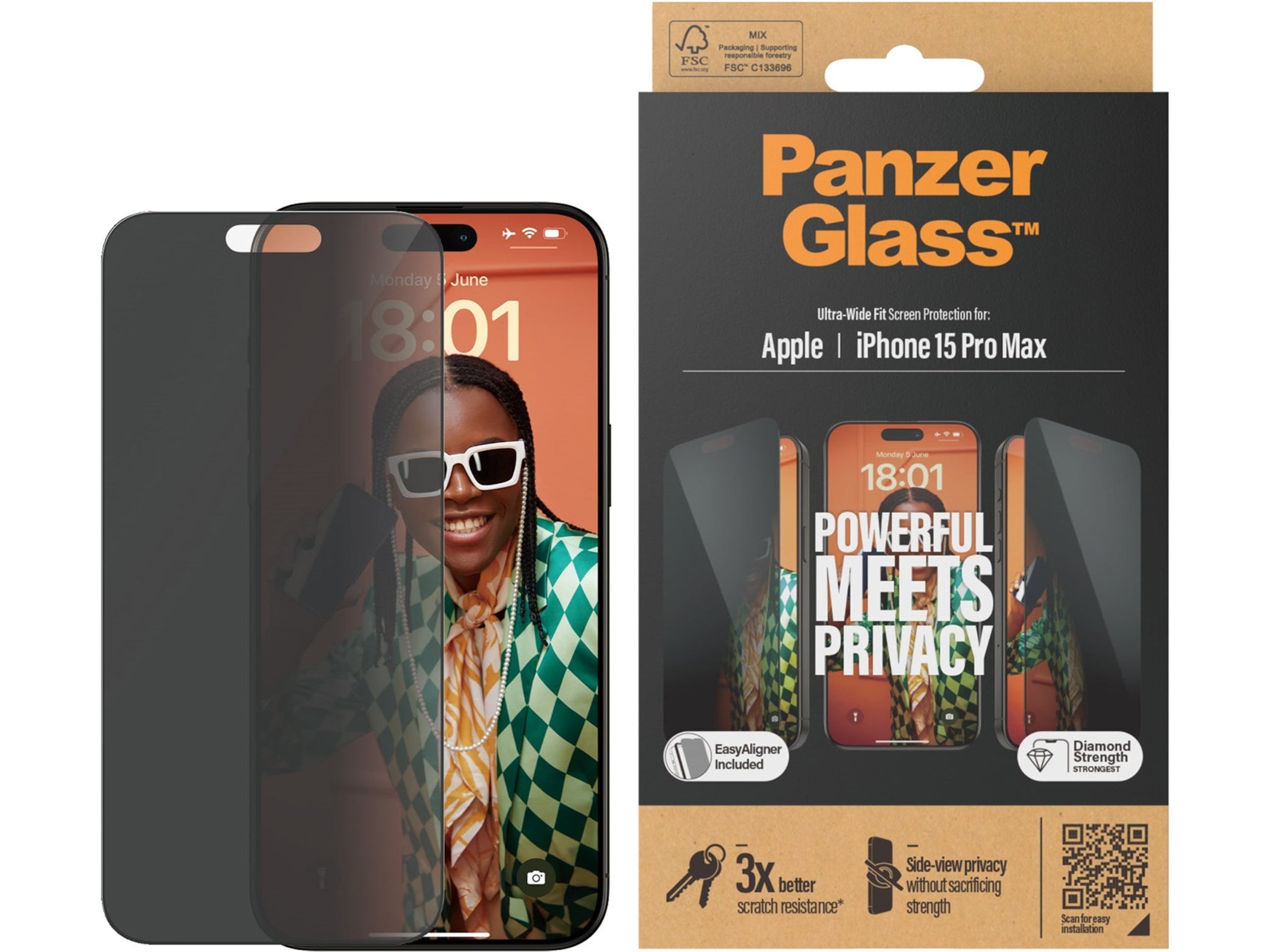 Panzerglass iPhone 15 Pro Max Privacy Skærmbeskytter Skærmbeskyttelse mobiltelefon