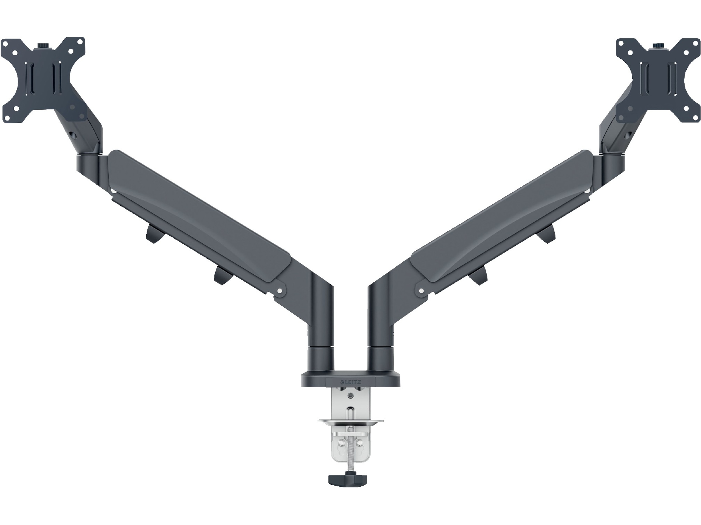 Leitz Ergo Monitor Arm Dual, pladsbesparende 17"-32" flad / buet skærm Væg ophæng