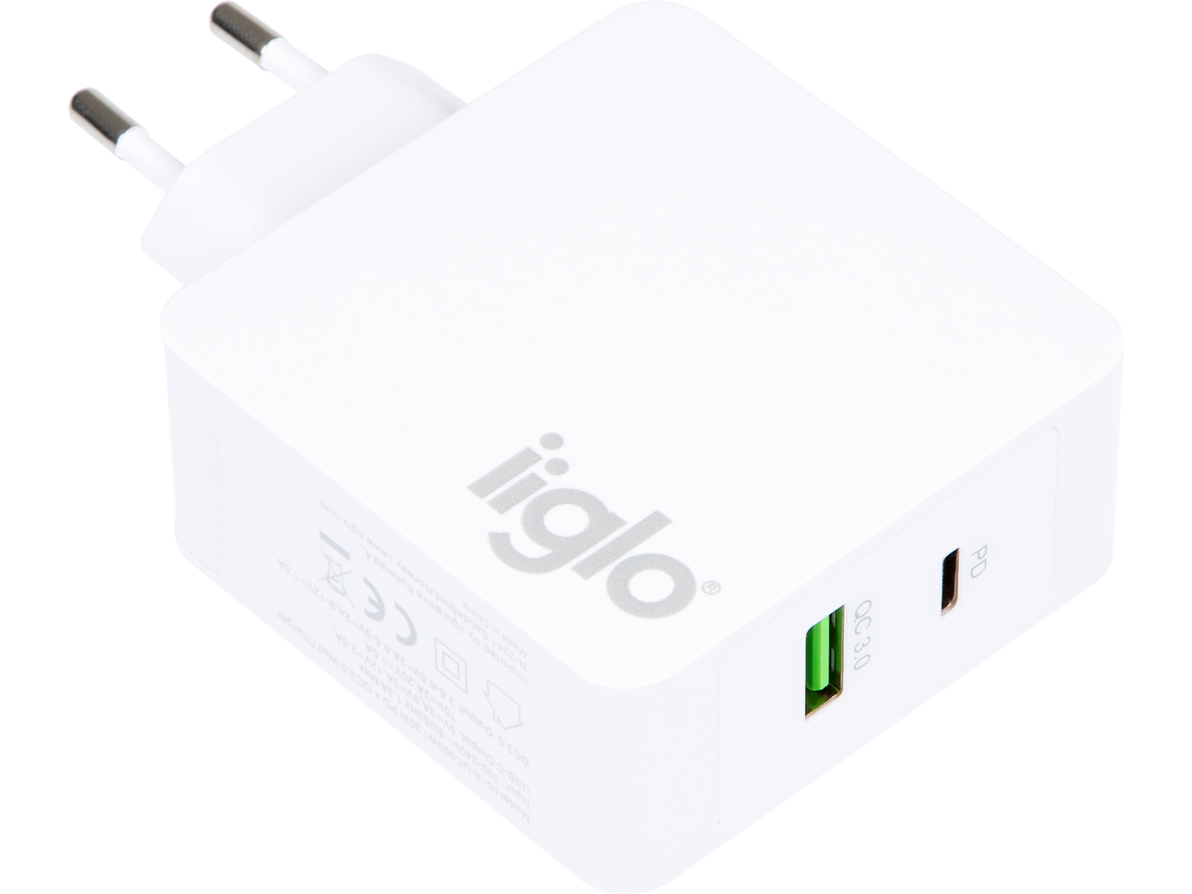 iiglo 48W Vægoplader (hvid) Mobilopladere