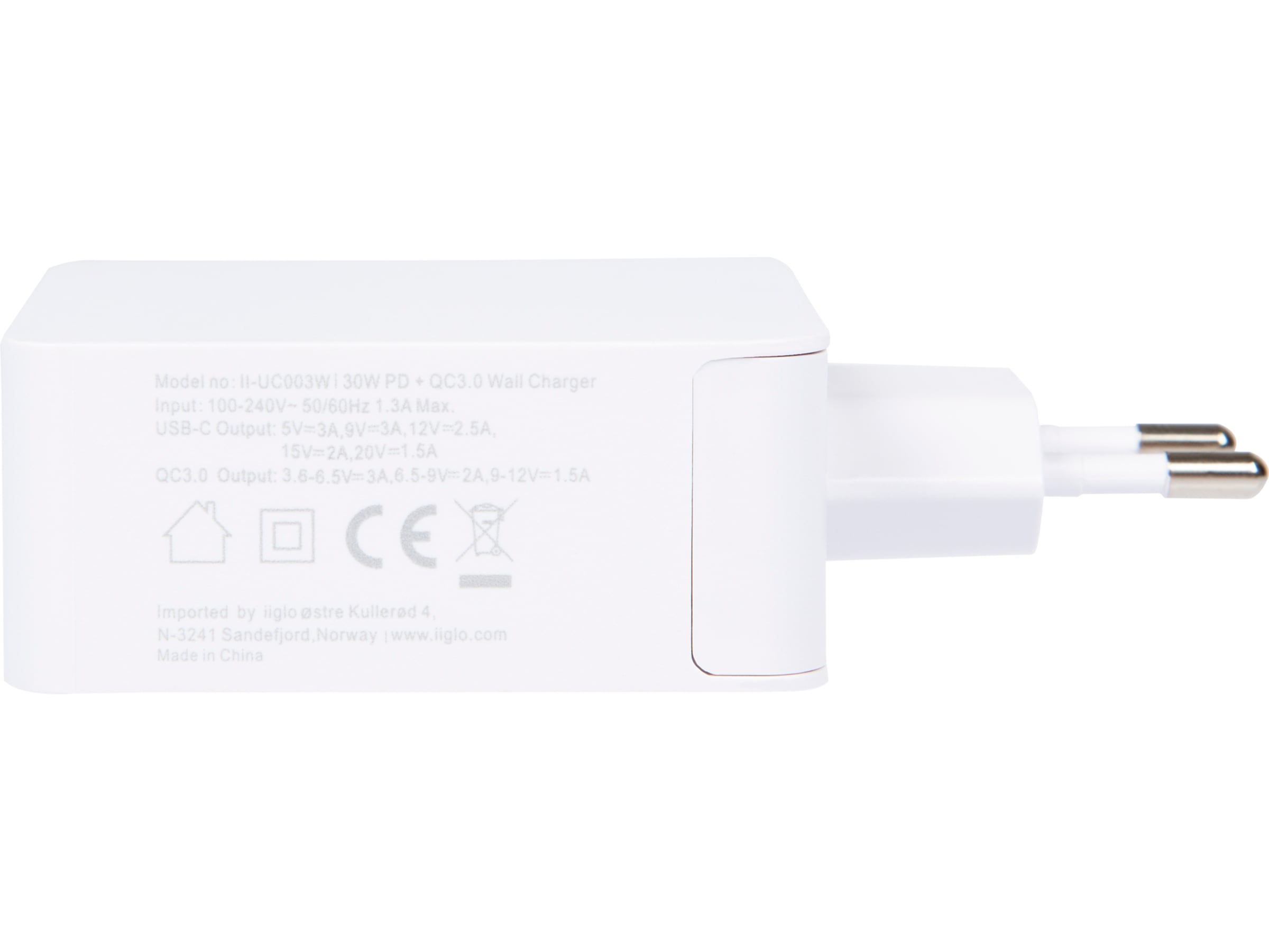 iiglo 48W Vægoplader (hvid) Mobilopladere