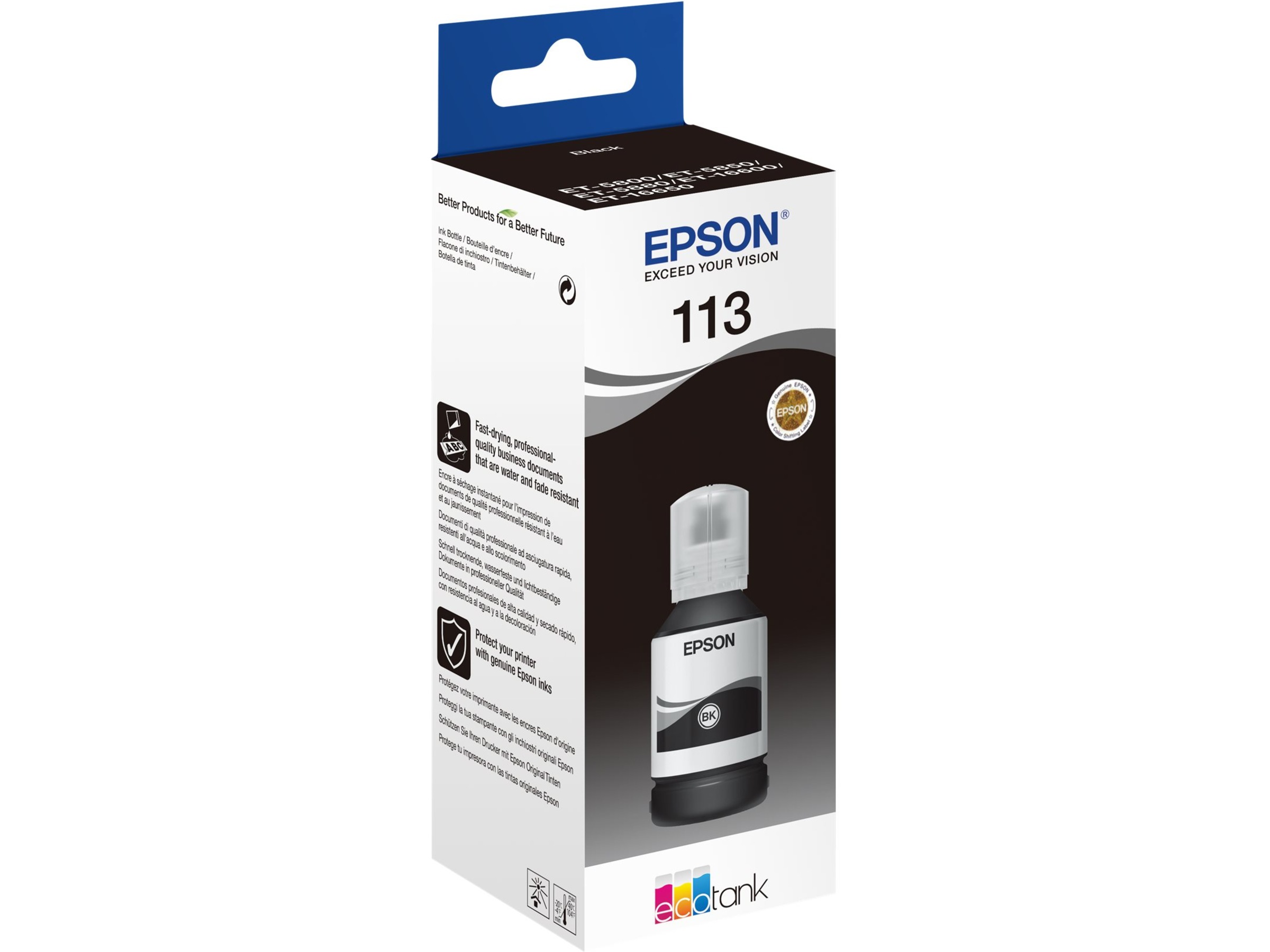 Epson Ink 113 Ecotank Sort Blækpatroner