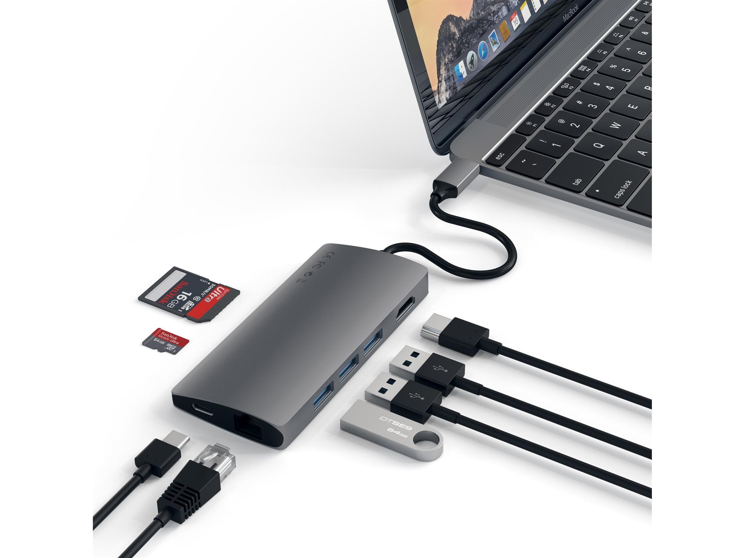 Satechi MultiPort 4K Docking V2 (space grey) Dockingstation og USB-hub