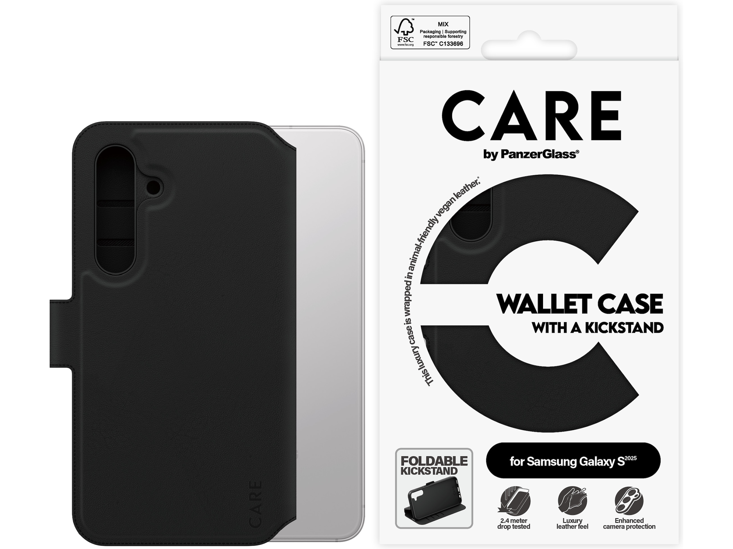 PanzerGlass CARE Galaxy S25 Feature wallet cover (sort) Mobilcover