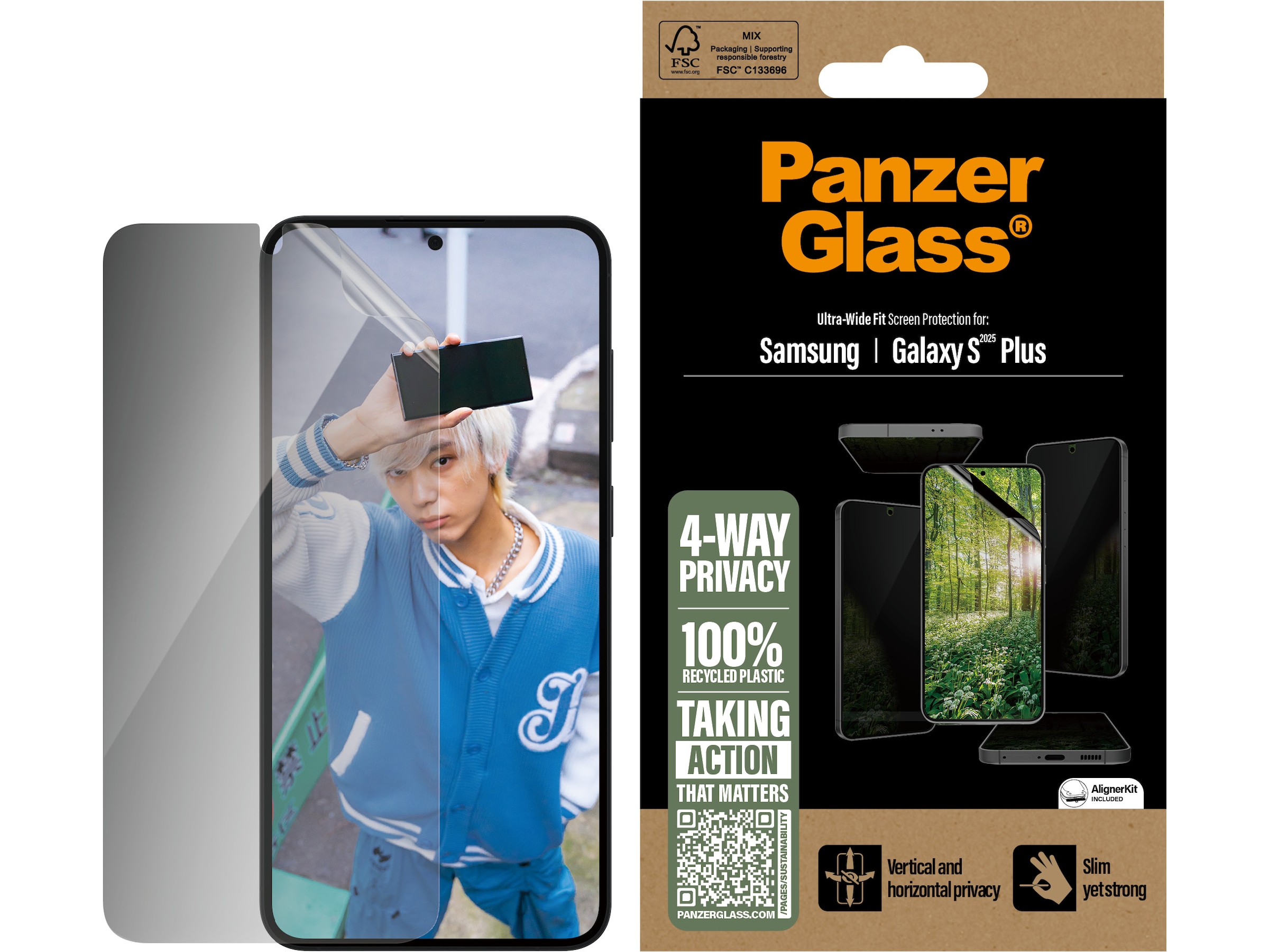 PanzerGlass Galaxy S25+ ECO MATRIX 4-way Privacy Skærmbeskytter Skærmbeskyttelse mobiltelefon