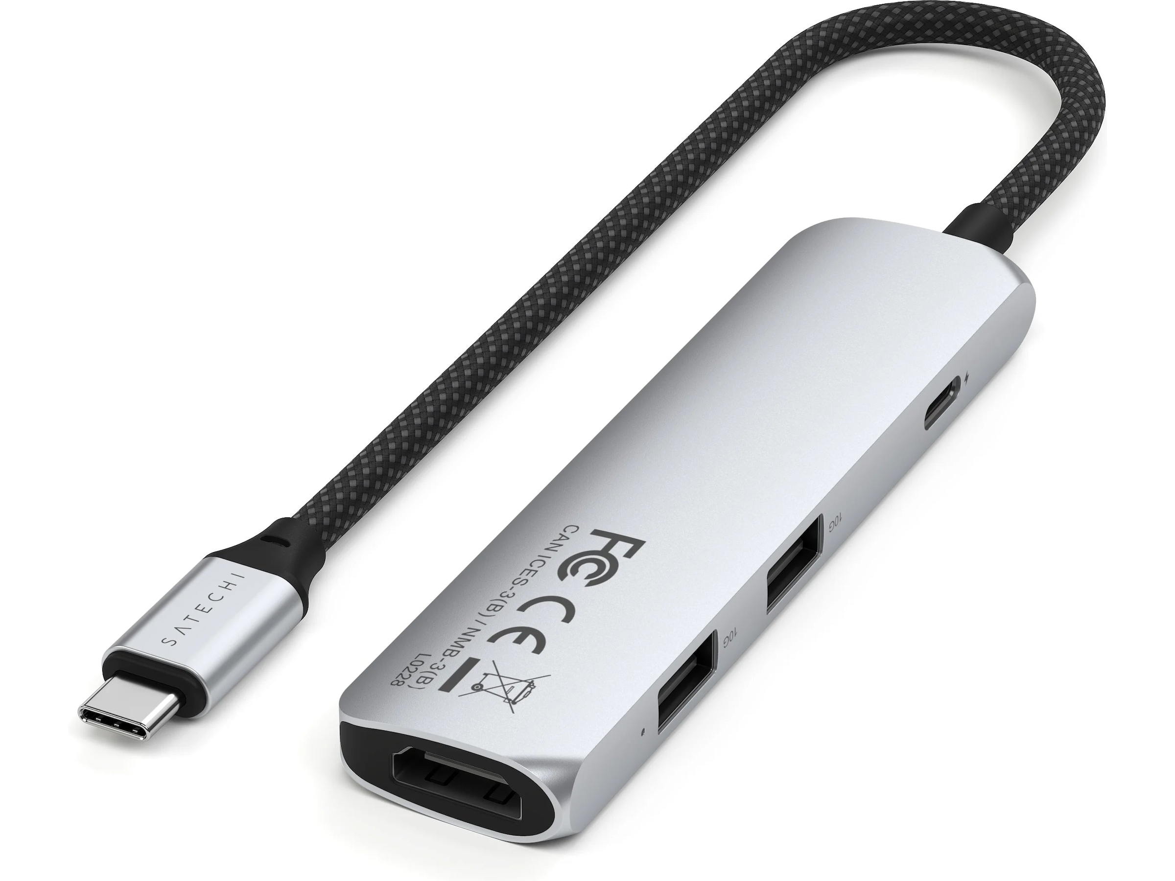 Satechi 4-i-1 Slim 4K Multiport docking (sølv) Dockingstation og USB-hub