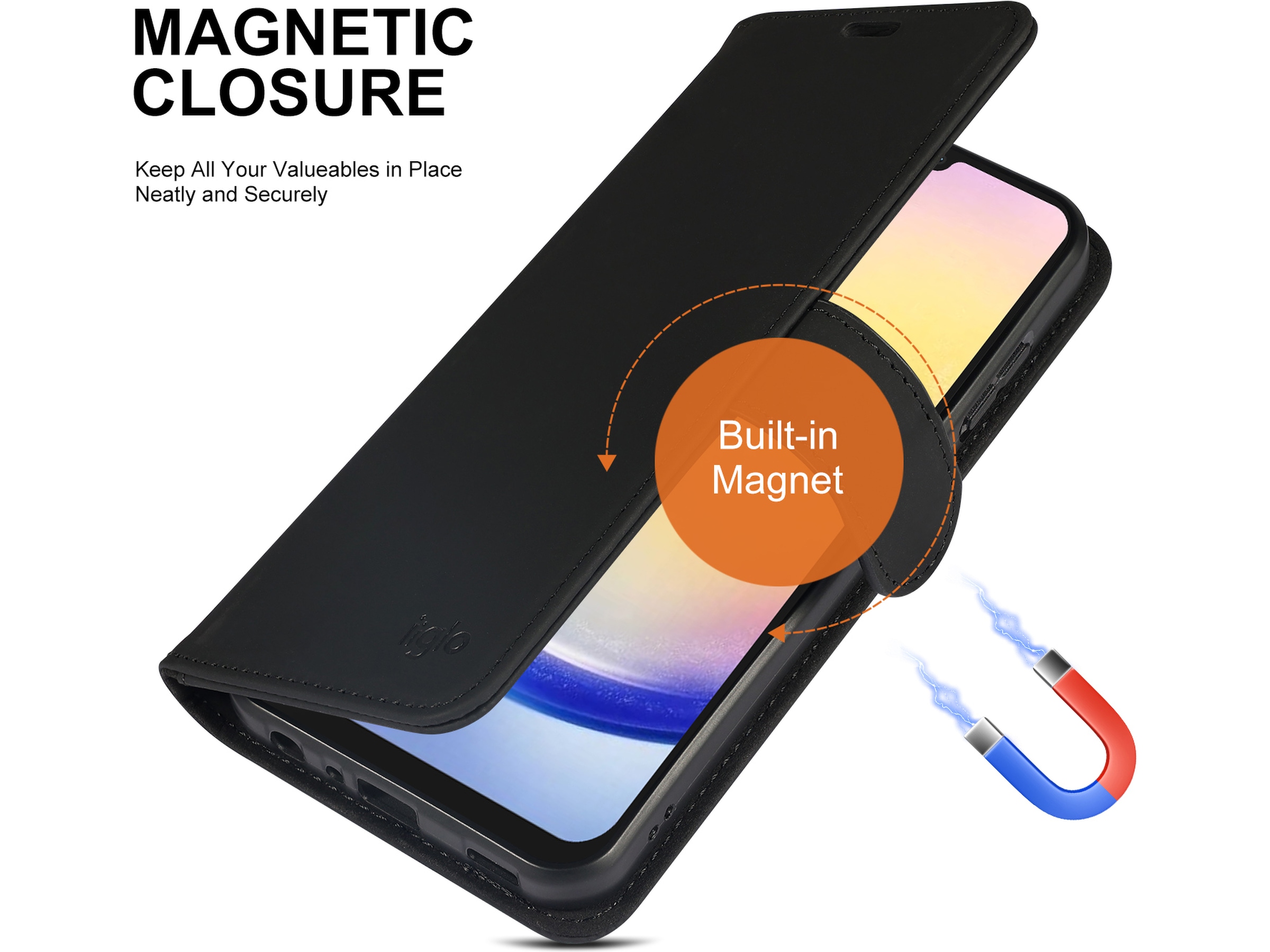 iiglo Samsung Galaxy A25 Wallet cover (sort) Mobilcover