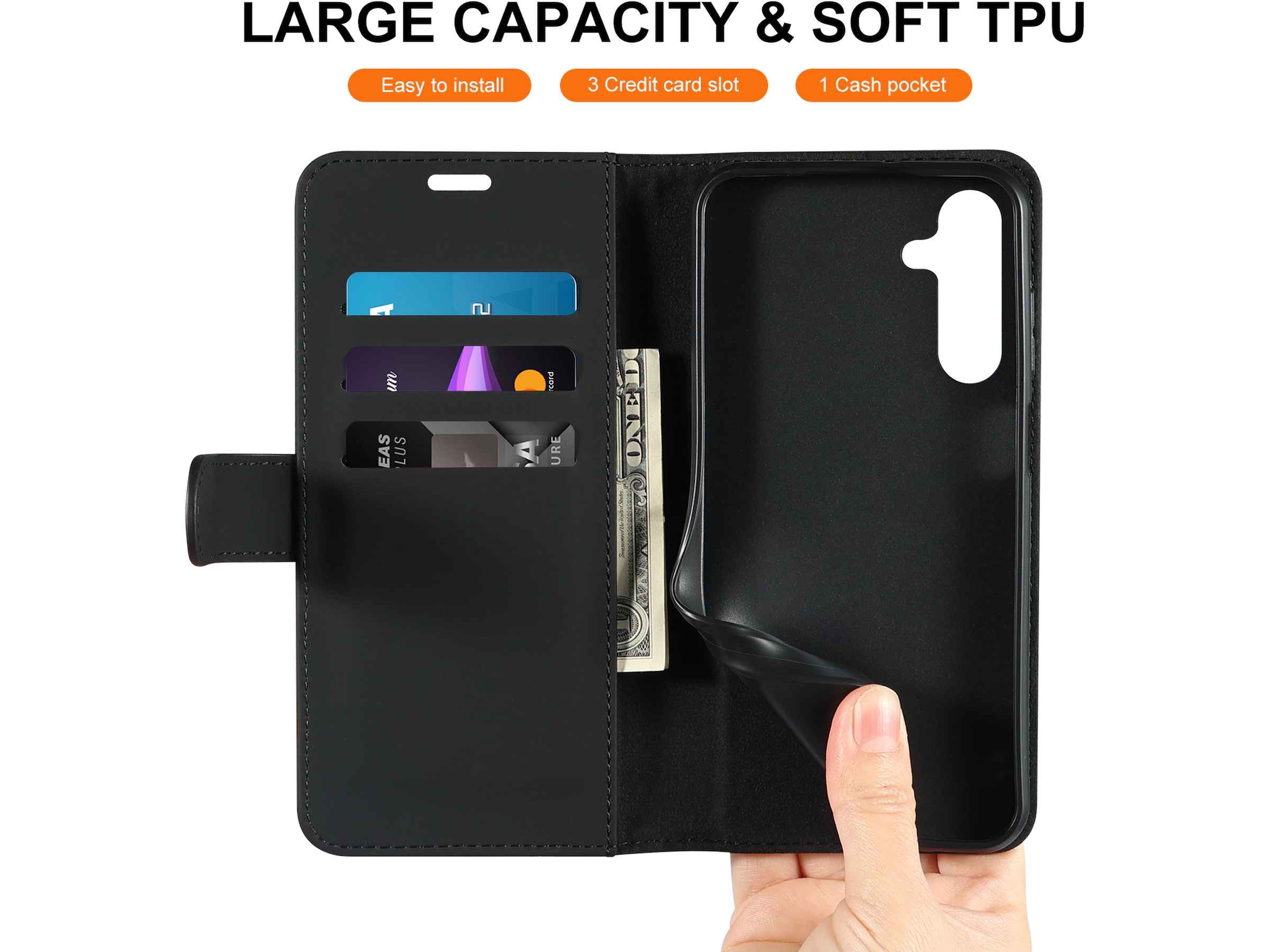 iiglo Samsung Galaxy A25 Wallet cover (sort) Mobilcover