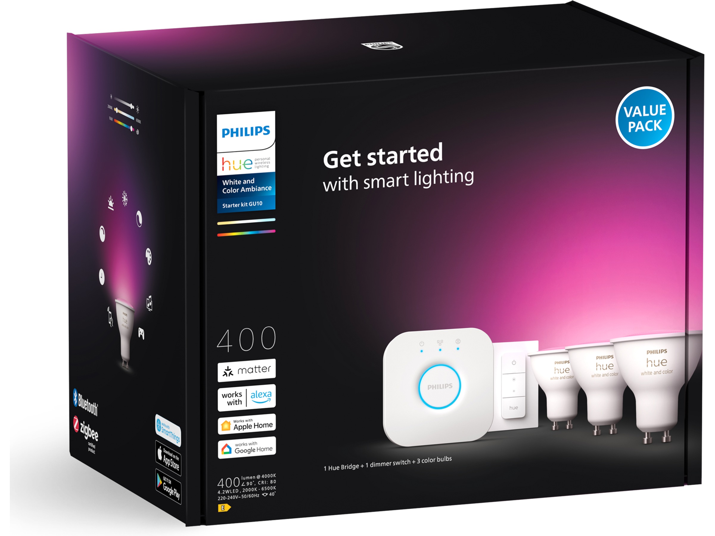 Philips Hue White & Color Ambiance Startsæt GU10 LED-pærer & elpærer