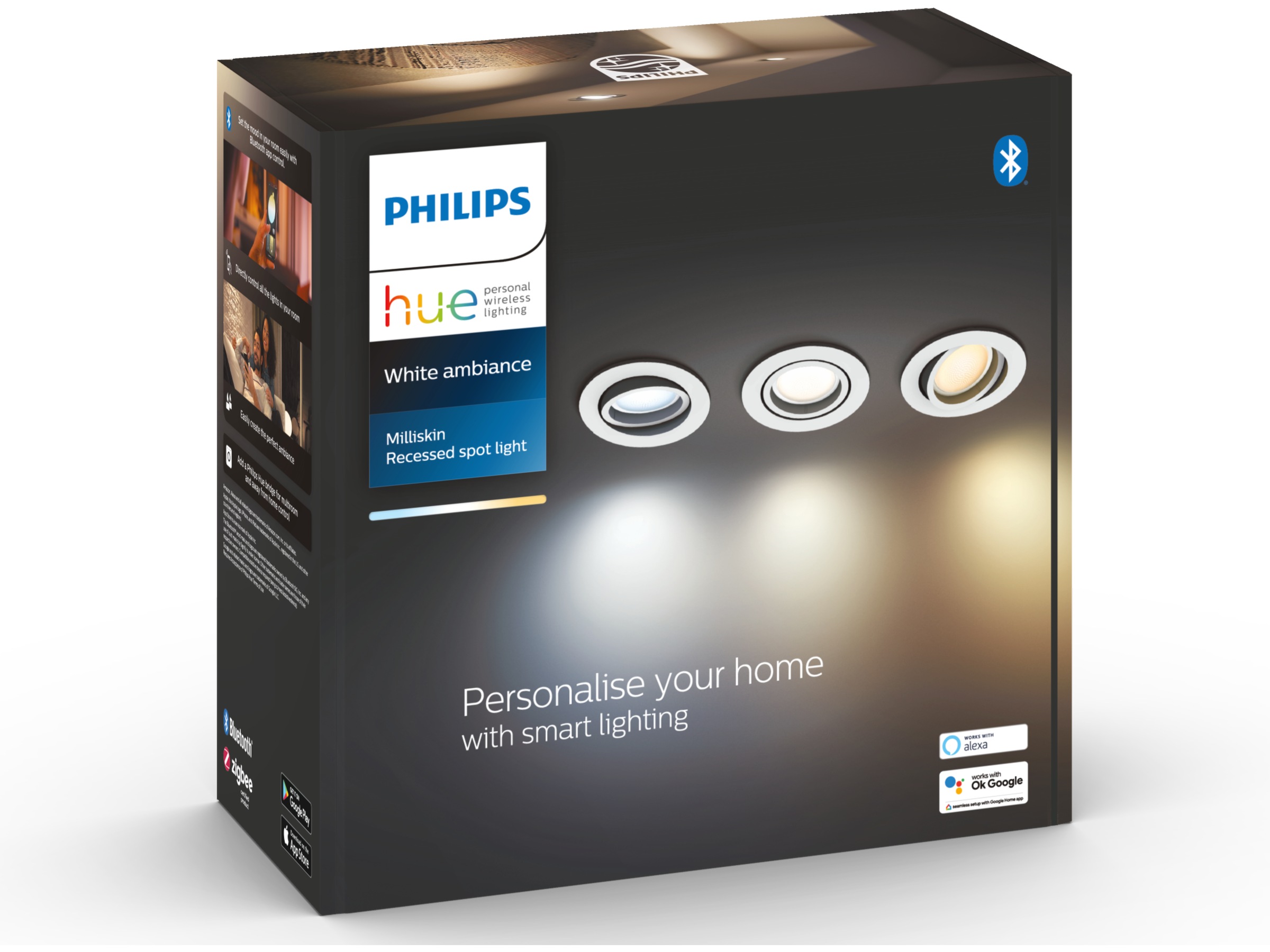 Philips Hue Milliskin white indbygningsspot (3-pak) Loftlampe
