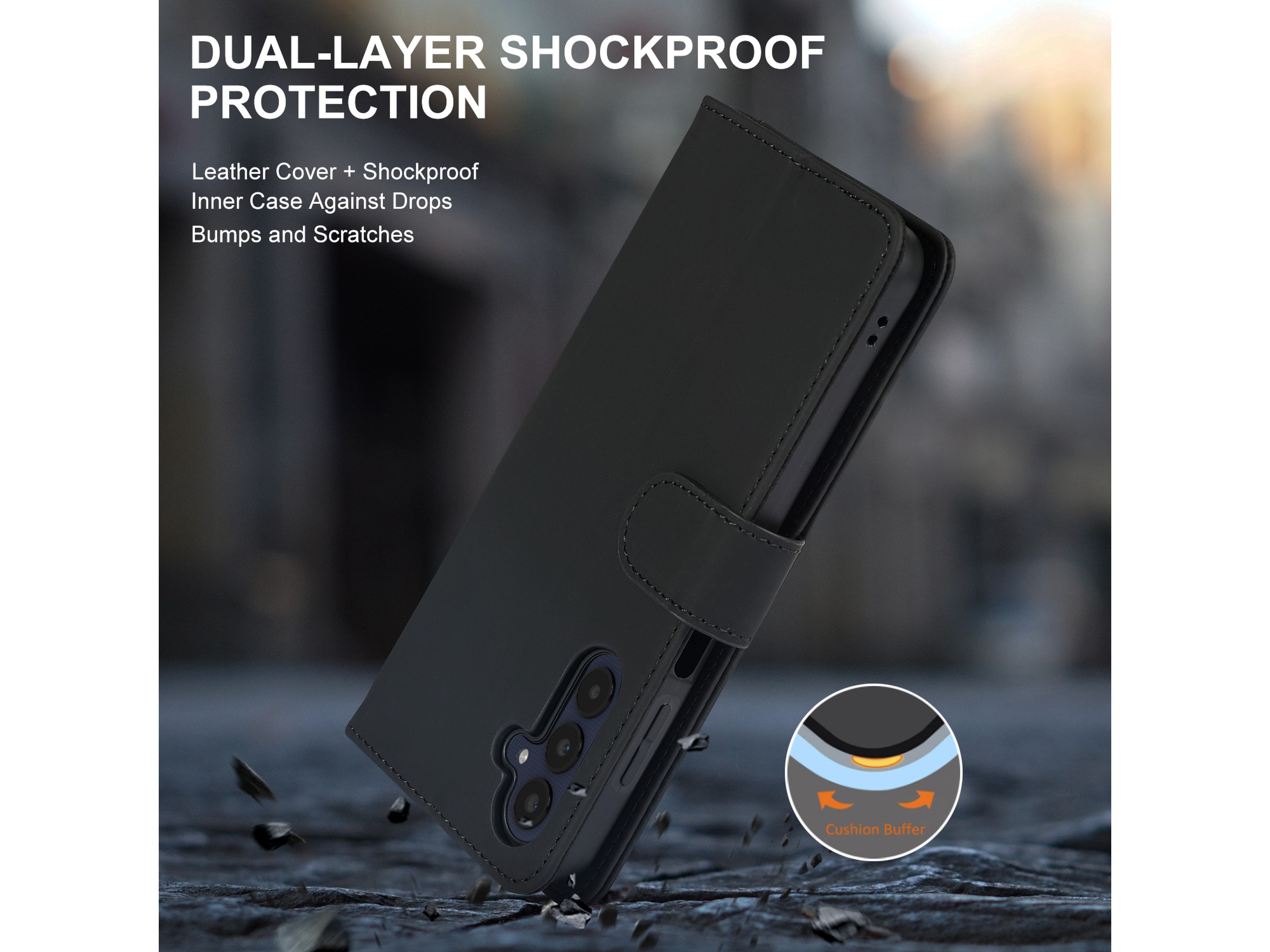 iiglo Samsung Galaxy A25 Wallet cover (sort) Mobilcover