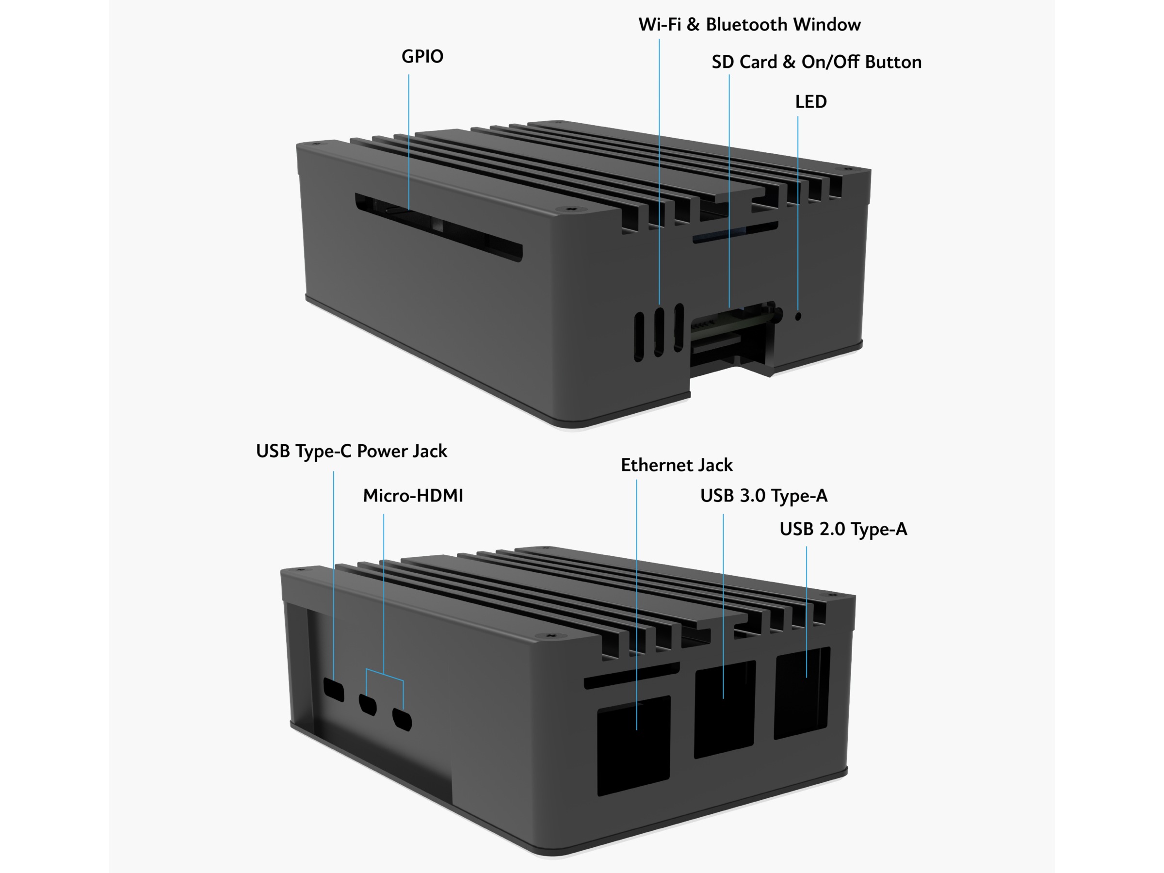 Akasa Pi-5 Pro Aluminium Case Tilbehør