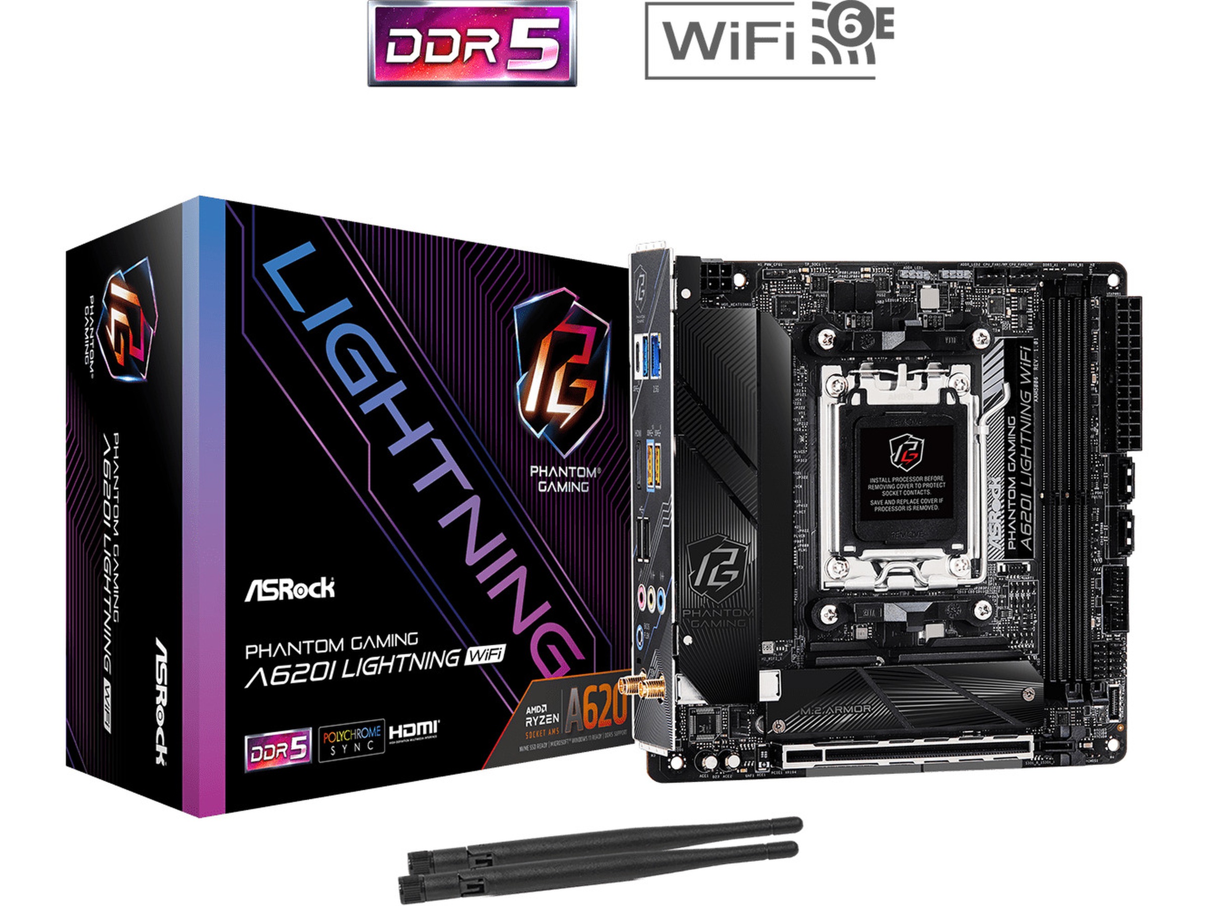ASRock A620I Phantom Gaming Lightning WIFI Bundkort AMD Socket