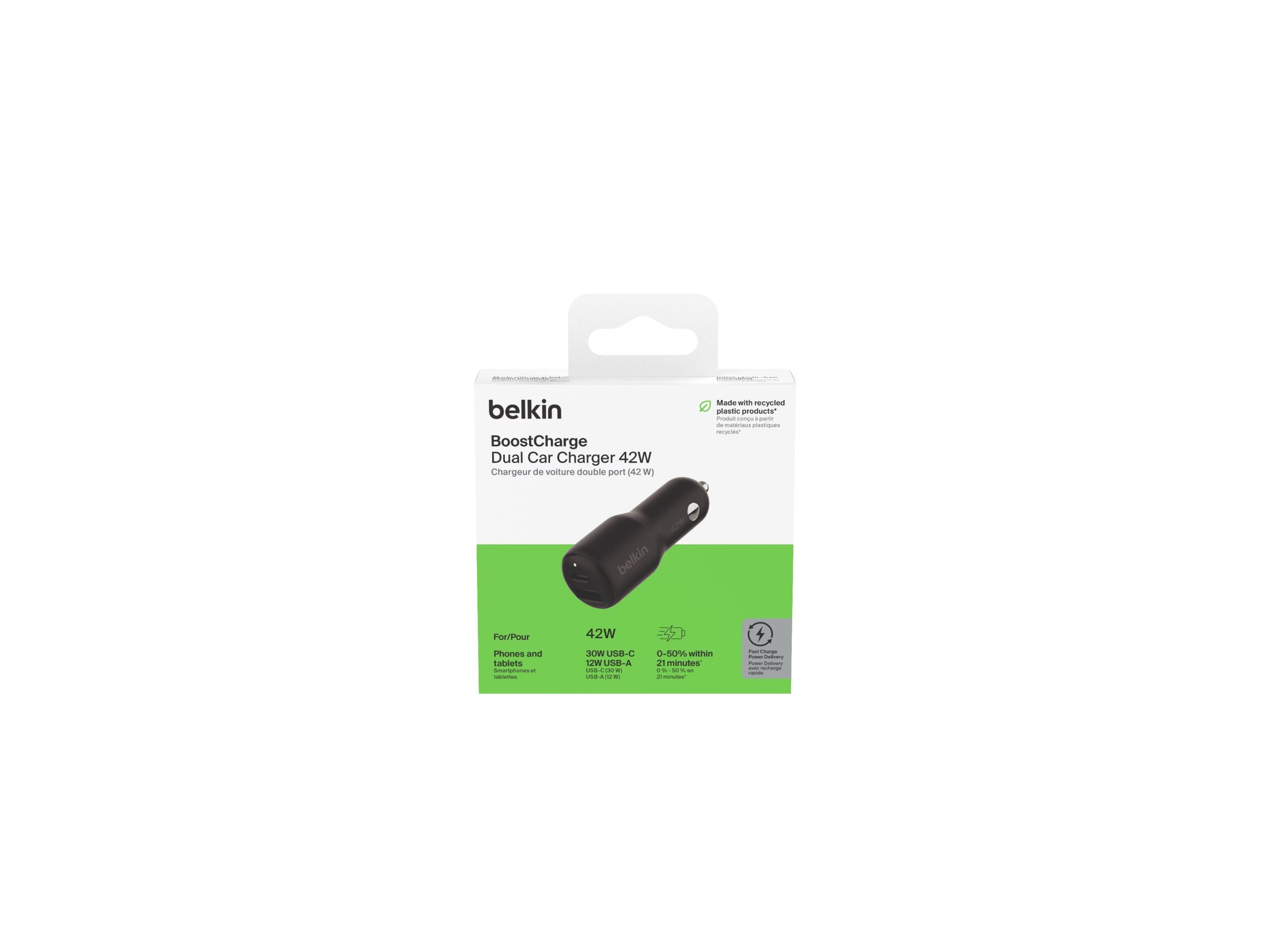 Belkin BoostCharge  Dual USB-biloplader 42W Mobilopladere