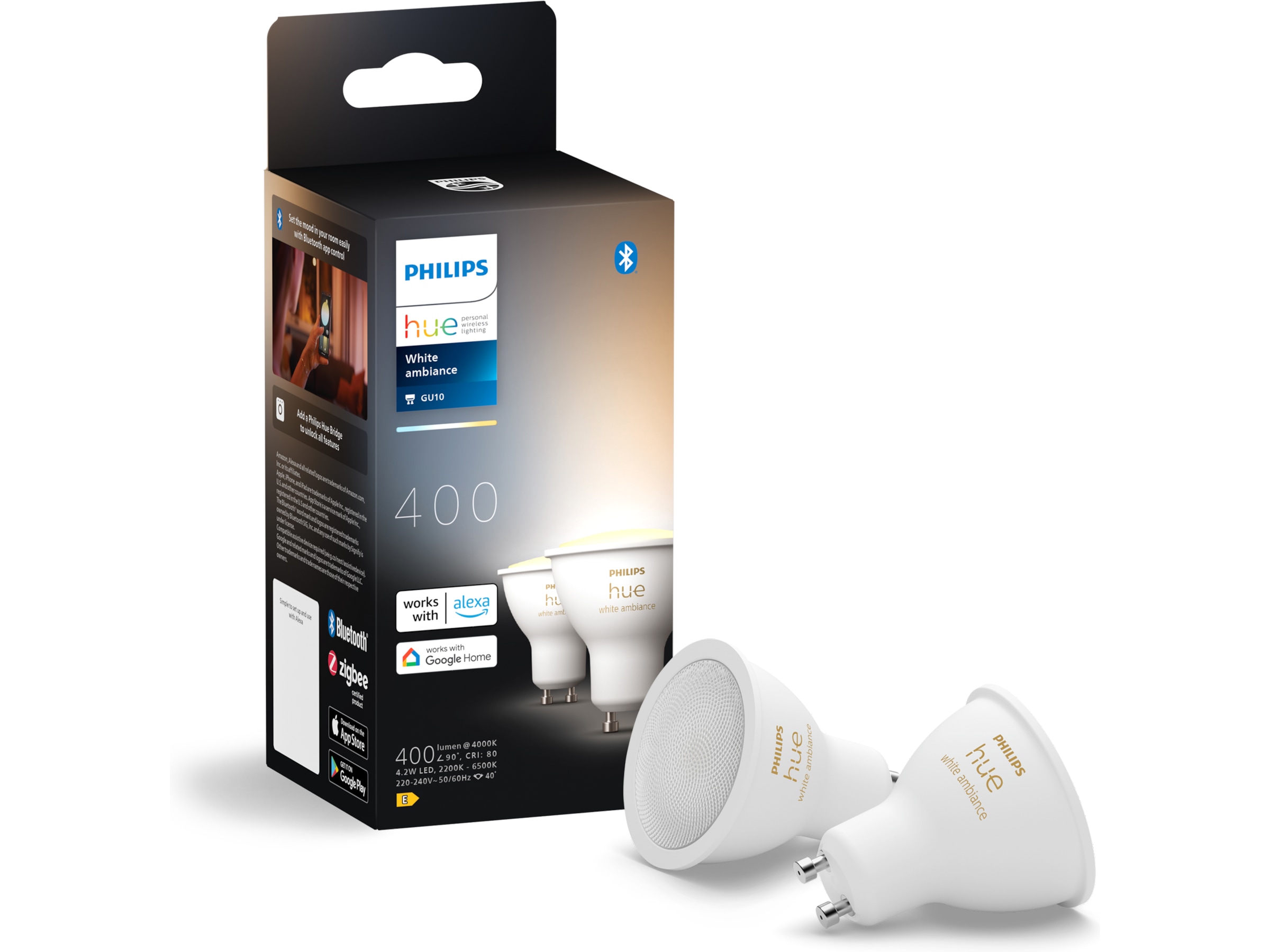 Philips Hue White Ambiance 4.2W GU10 2PK LED-pærer & elpærer