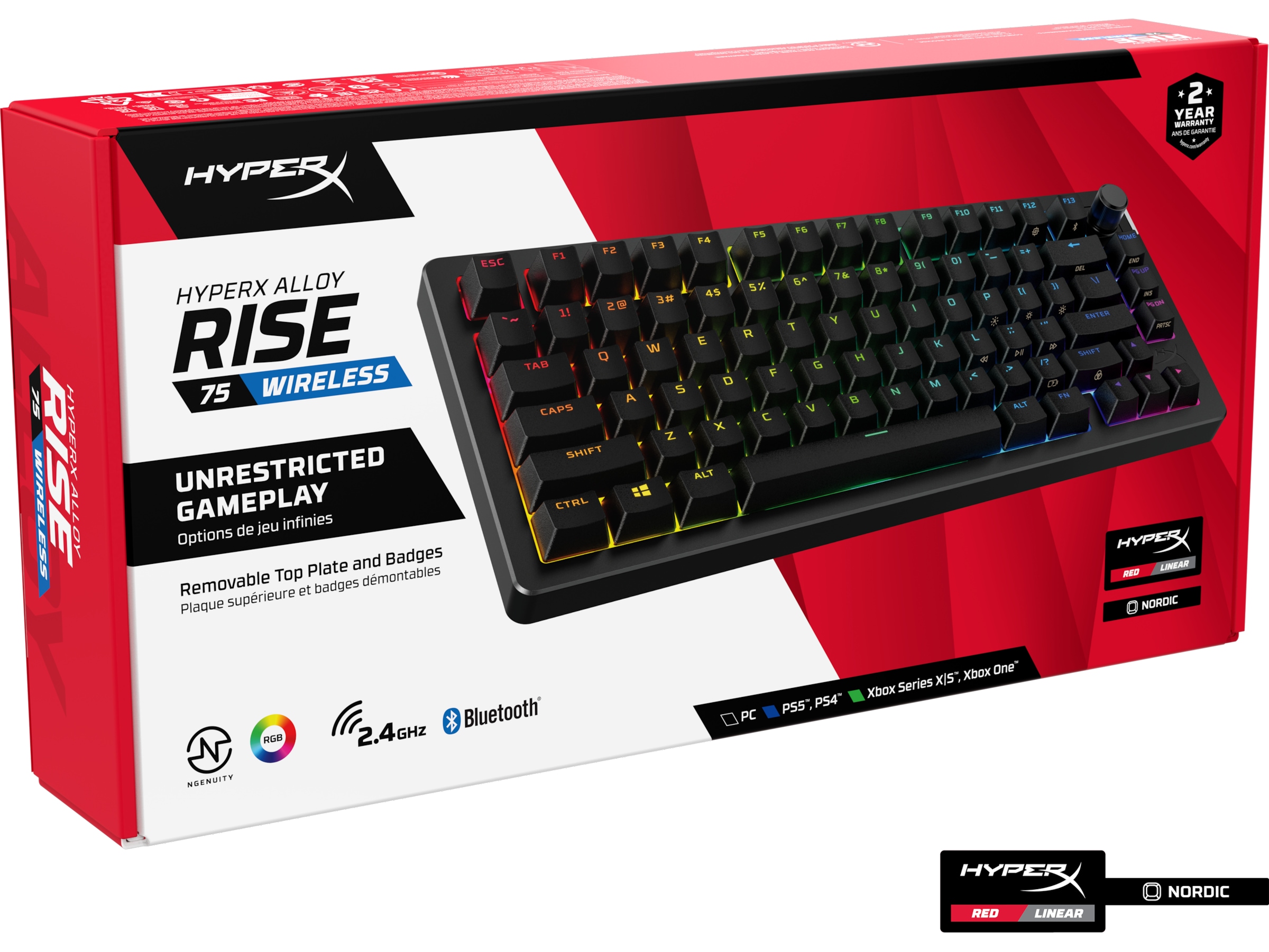 HyperX Alloy Rise 75 trådløst gamingtastatur (sort) Gamingkeyboard
