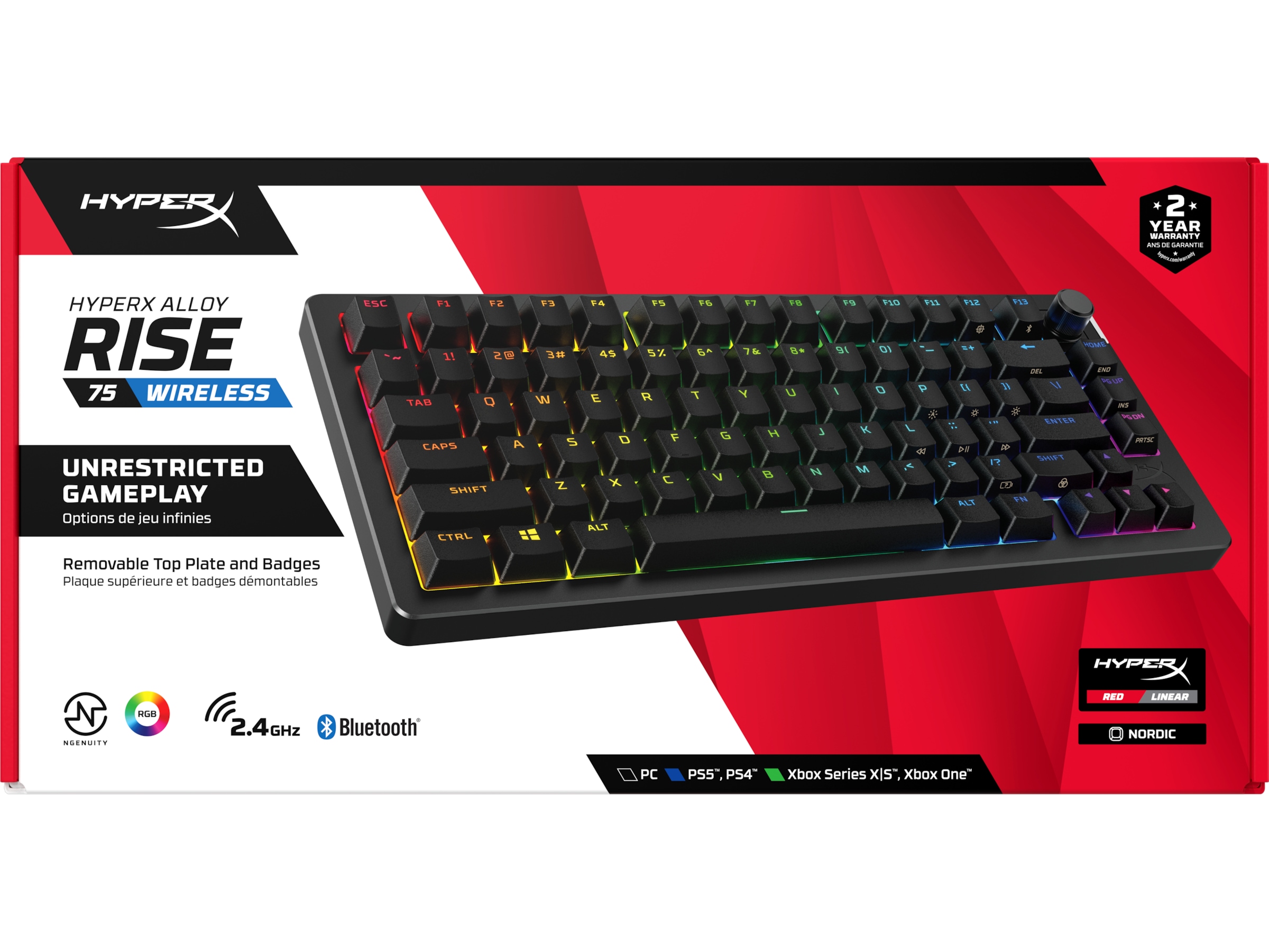 HyperX Alloy Rise 75 trådløst gamingtastatur (sort) Gamingkeyboard