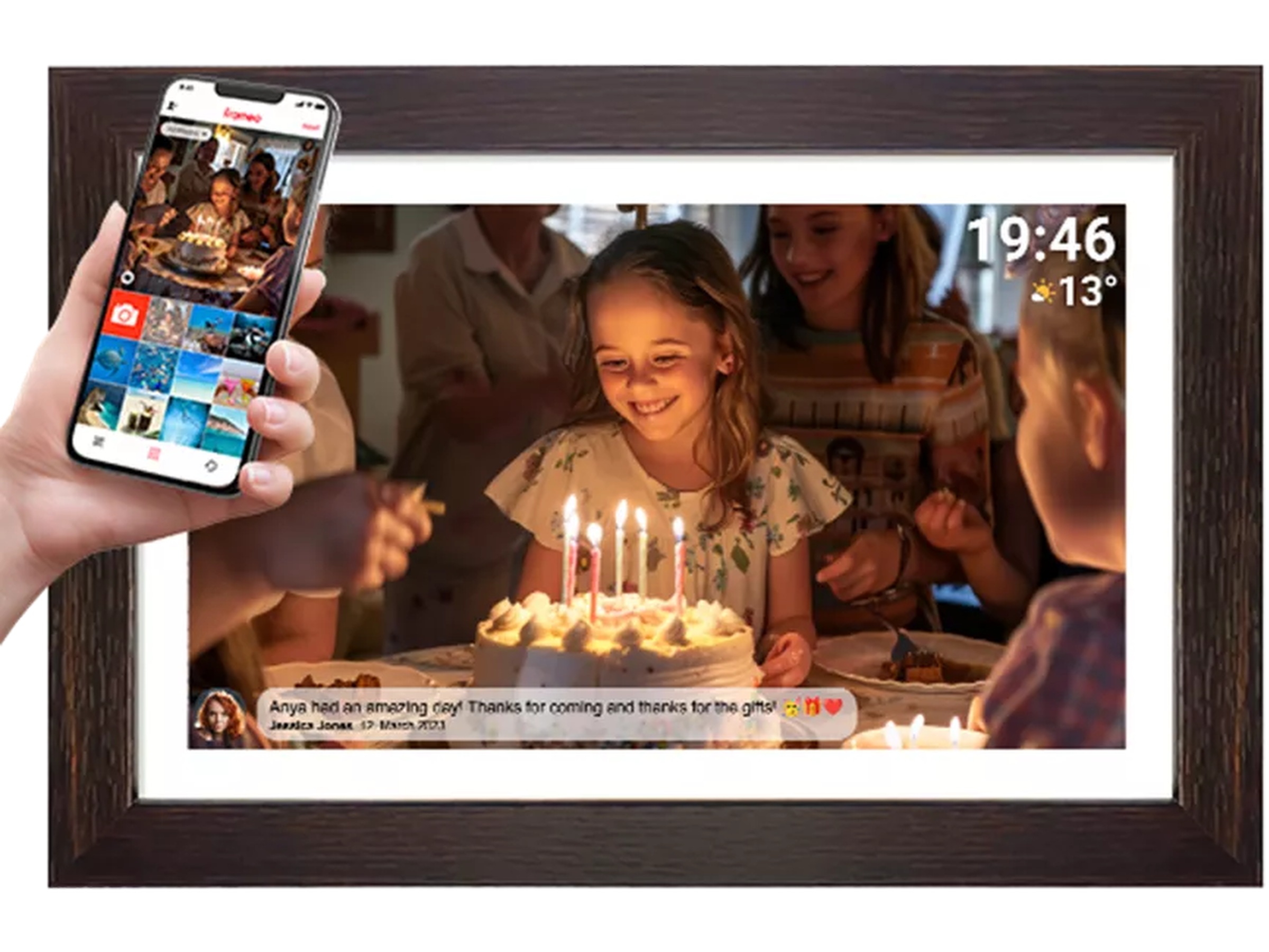 Denver PFF-1543DW 15,6" digital fotoramme (mørk eg) TV-rammer & tilbehør