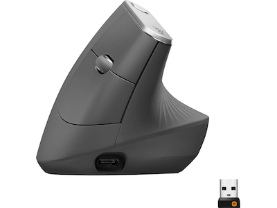 Logitech® | MX Vertical - Lodret mus - ergonomisk - optisk - 6 knapper - trådløs, kabling - Bluetooth, 2.4 GHz - trådløs modtager (USB) - grafit